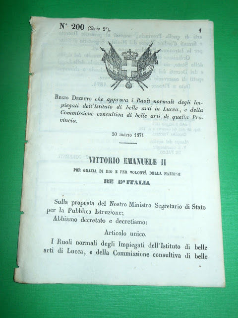 Regno d' Italia Regio Decreto Impiegati Istituto di Belle Arti …