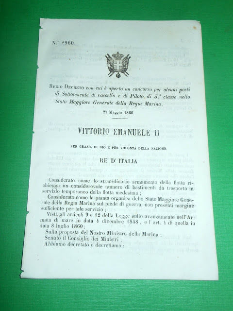 Regno d' Italia Regio Decreto Marina Concorso Posto Sottotenente Vascello …