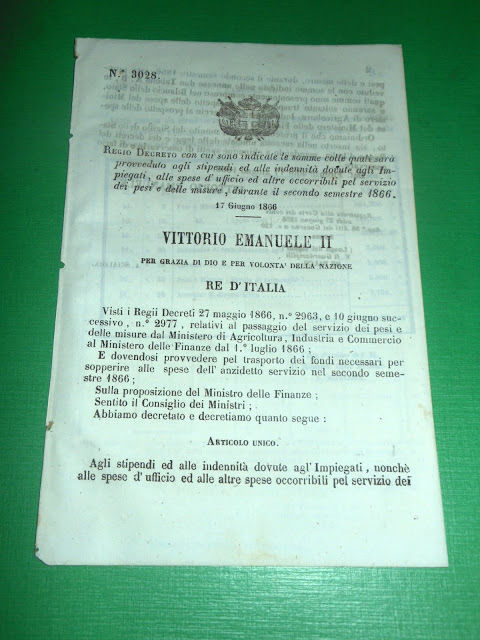 Regno d' Italia Regio Decreto Stipendi Impiegati Servizio Pesi e …