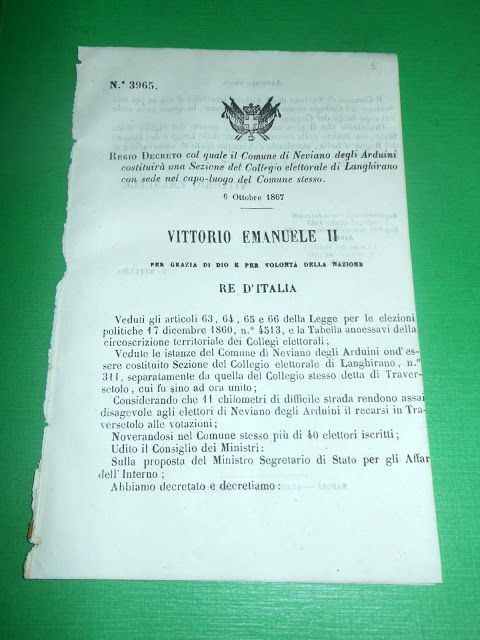 Regno d'Italia Regio Decreto x Comuni Neviano degli Arduini Langhirano …