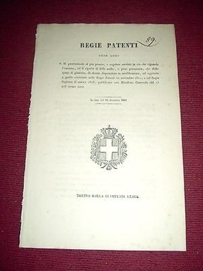 Regno di Sardegna Regie Patenti Multe e Pene Pecuniarie Spese …