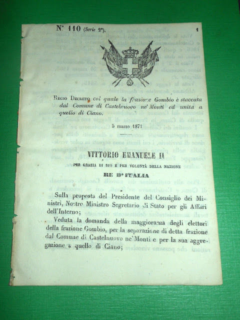 Regno Regio Decreto Frazione Gombio passa da Castelnovo ne' Monti …