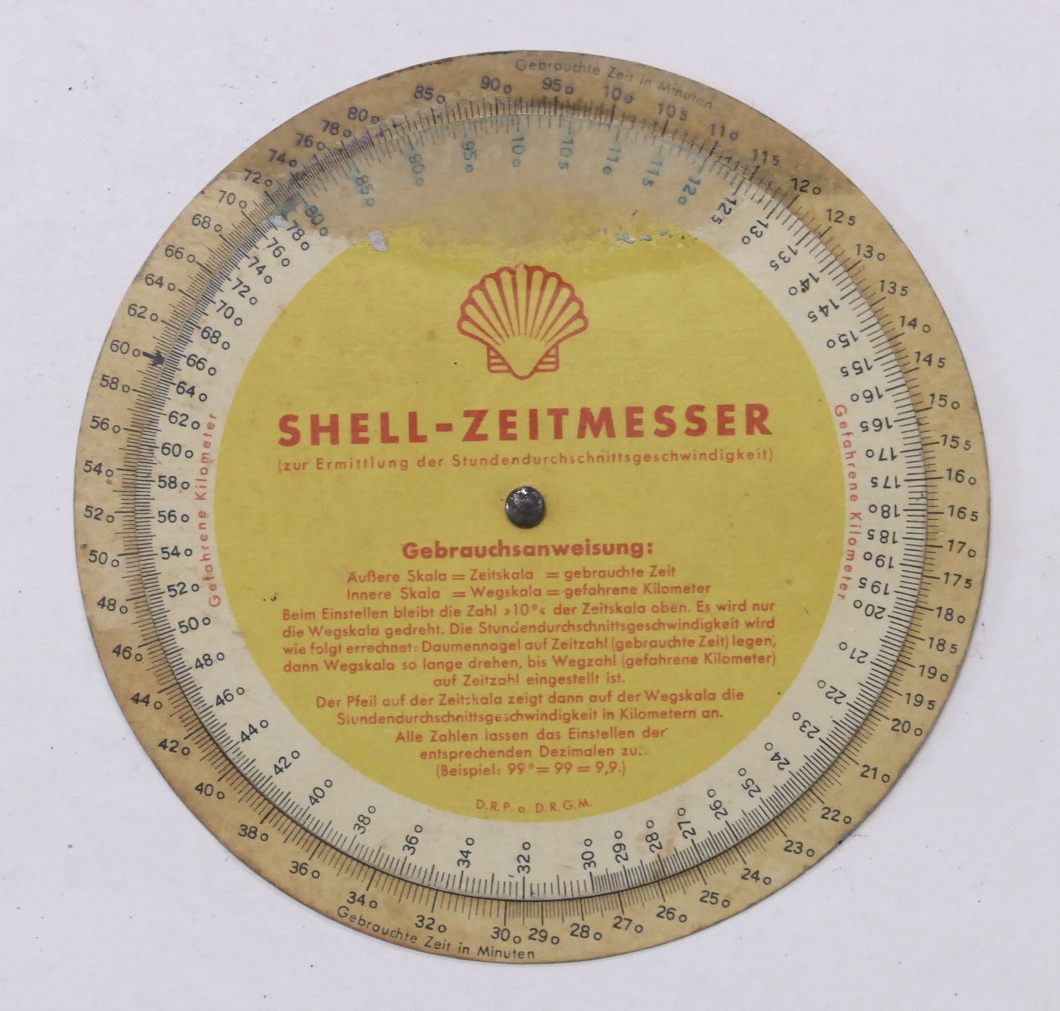 Regolo calcolatore SHELL - Velocità media oraria - anni '60