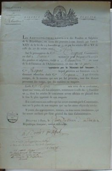 Repubblica francese documento artiglieria Alessandria 1806