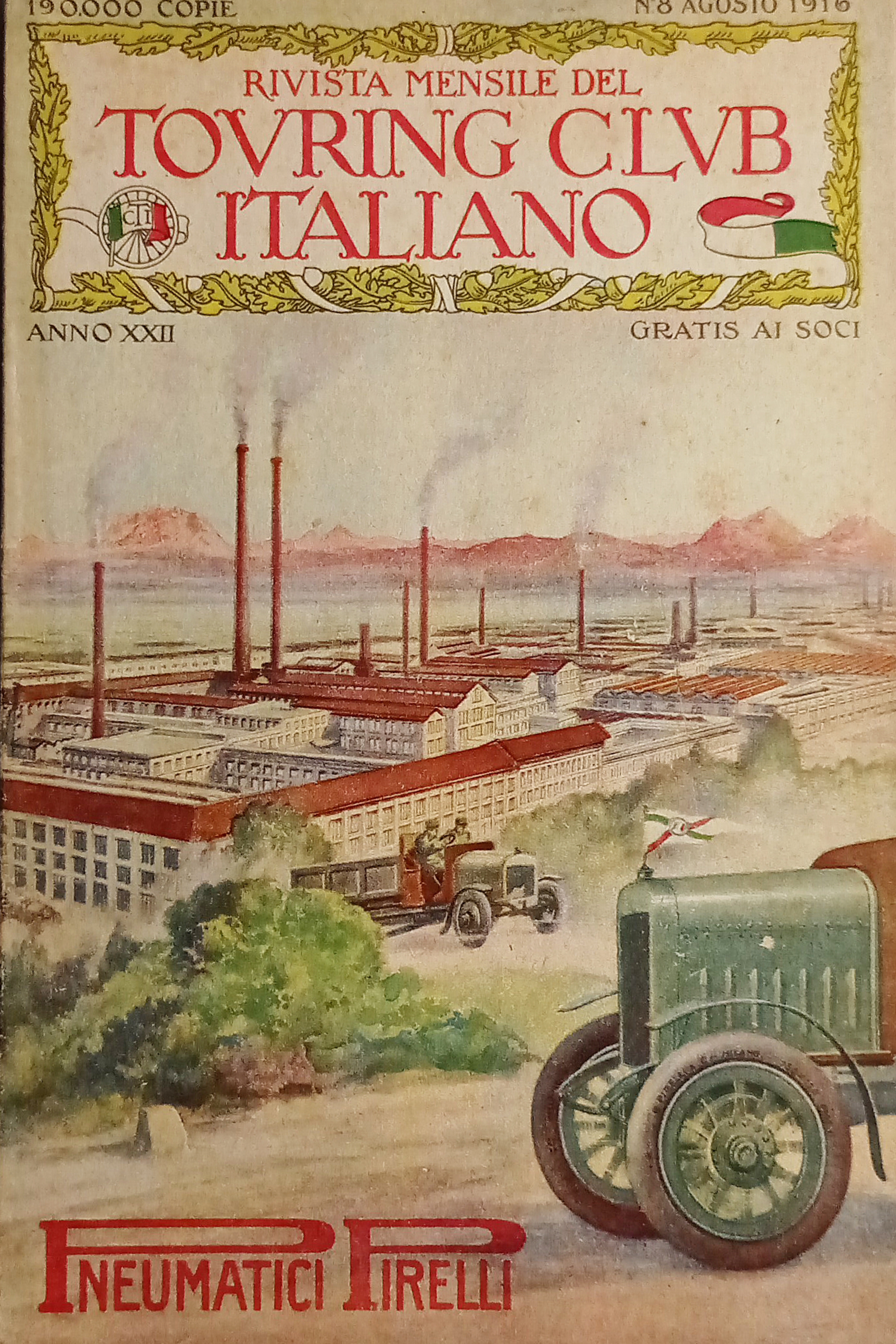 Rivista - Touring Club Italiano N. 8 - 1916 Pubblicità …