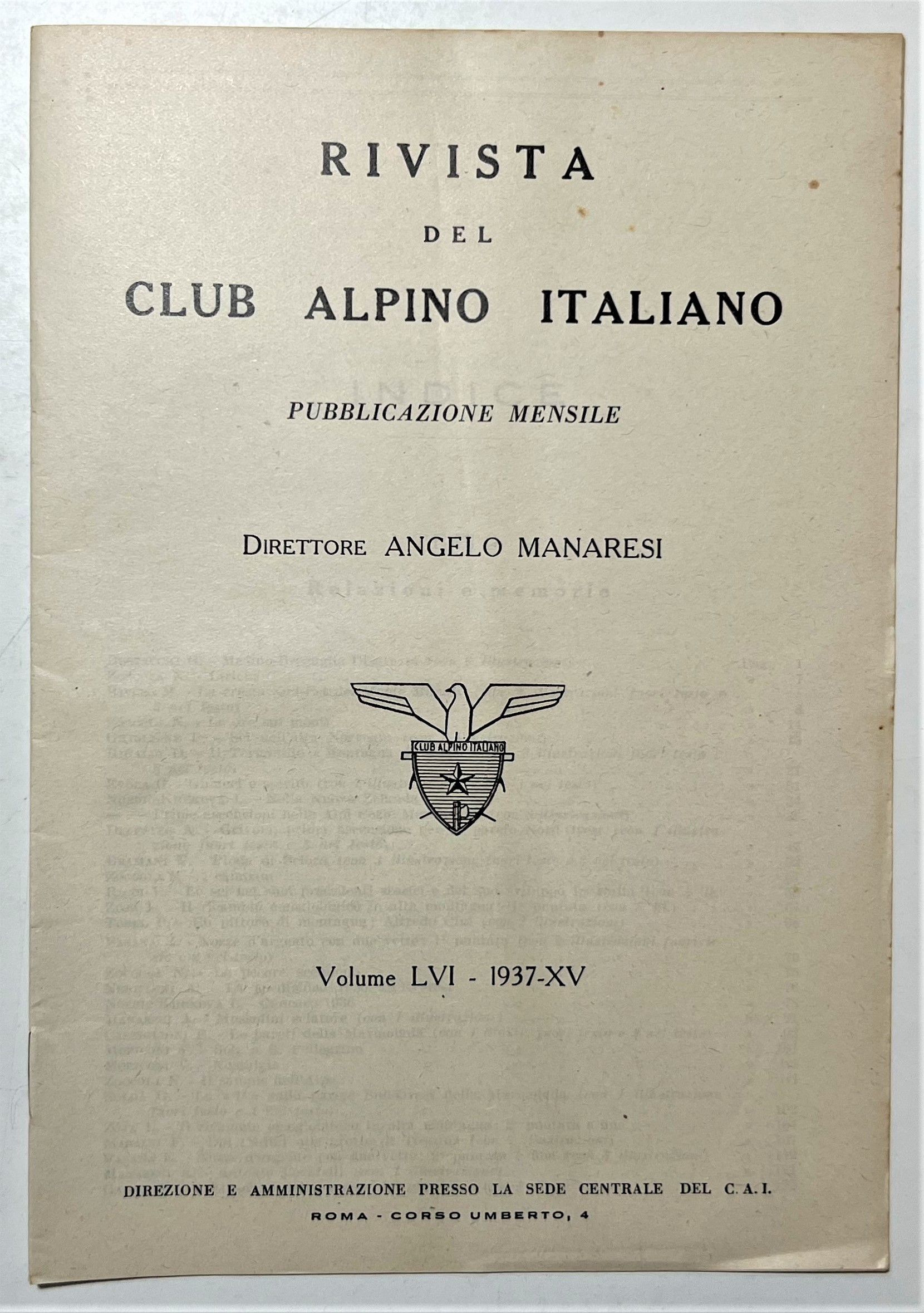 Rivista del Club Alpino Italiano - Indice - 1937