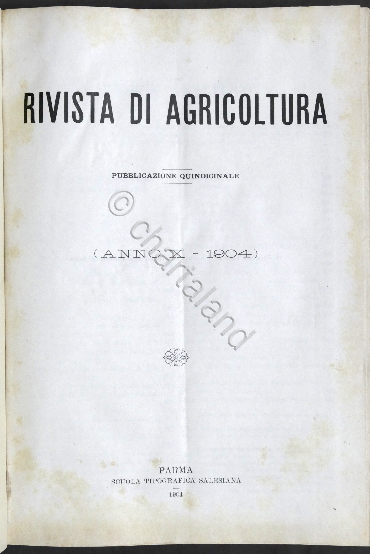 Rivista di Agricoltura - Pubblicazione quindicinale - Anno X - …