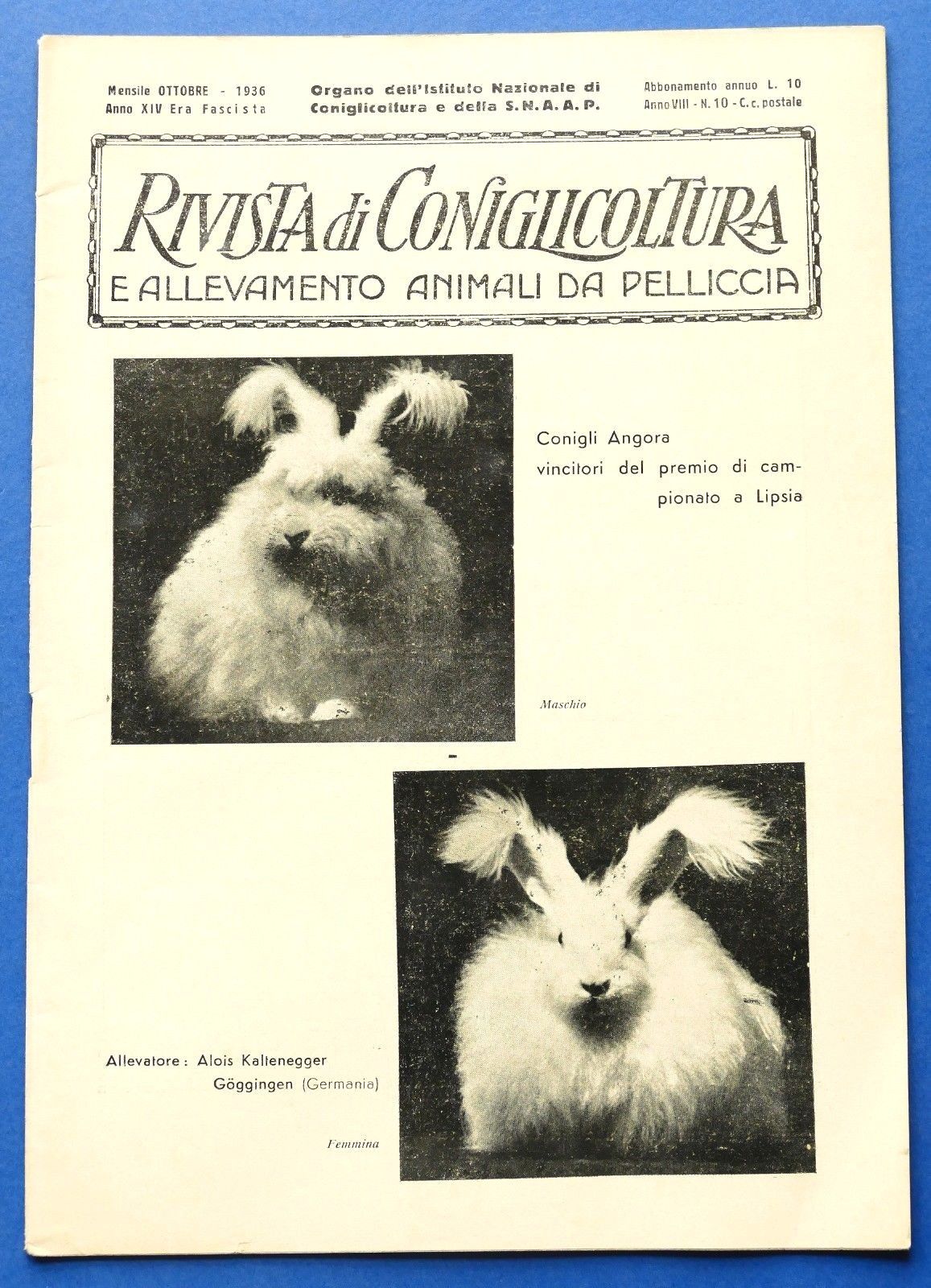 Rivista di Coniglicoltura e allevamento animali da pelliccia - N° …