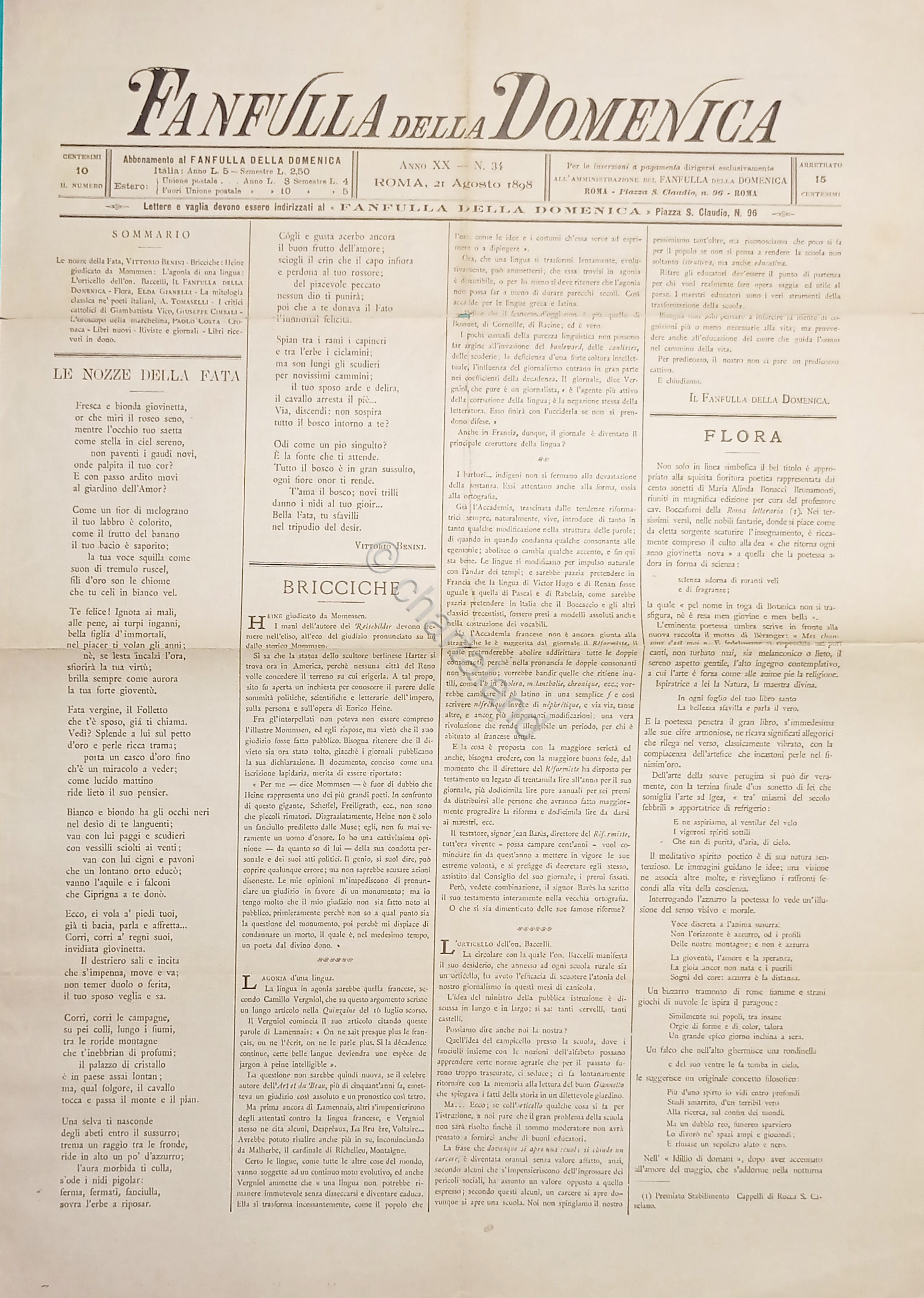 Rivista di politica e letterario - Fanfulla della Domenica N. …