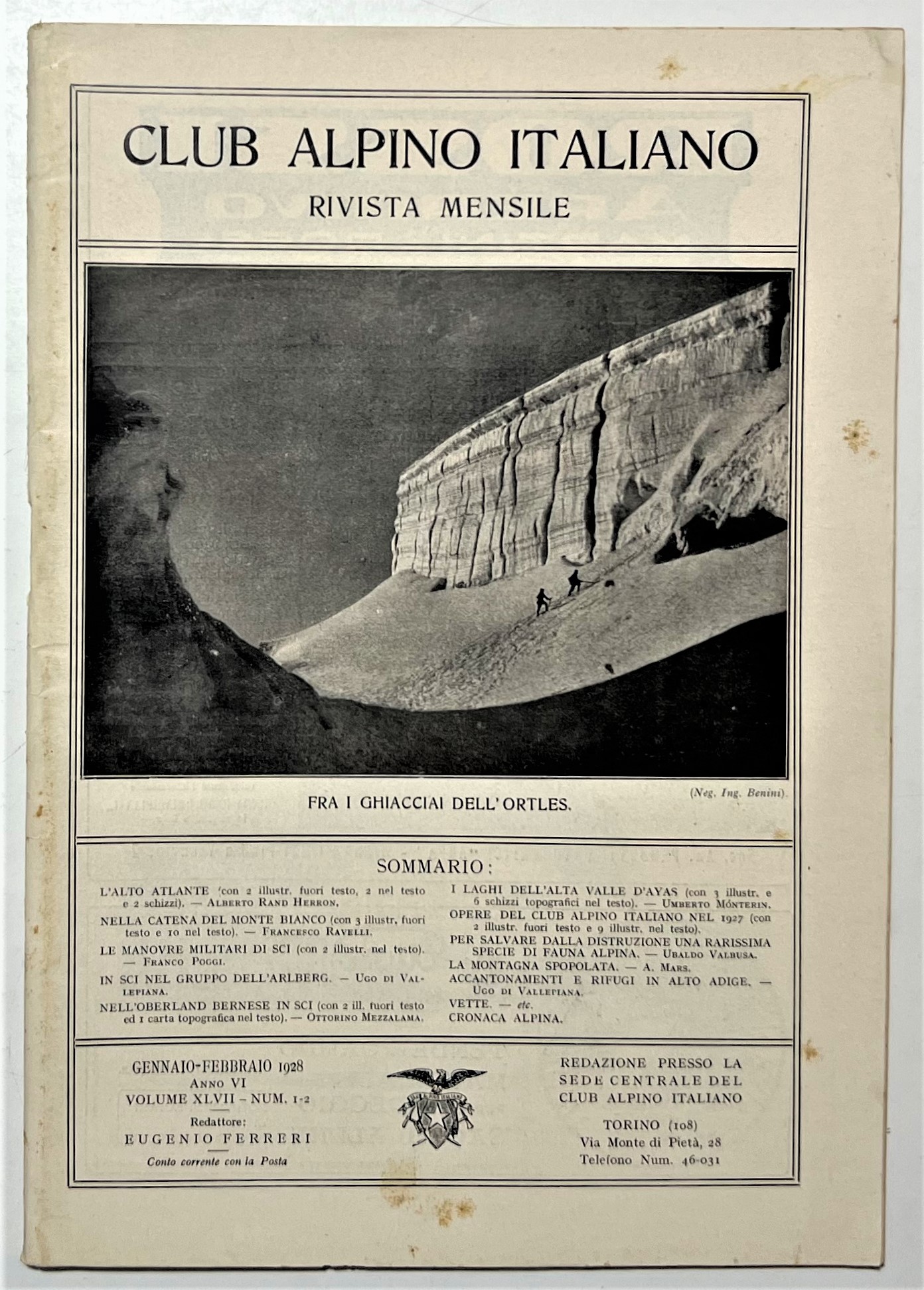 Rivista Mensile - Club Alpino Italiano N. 1/2 - 1928