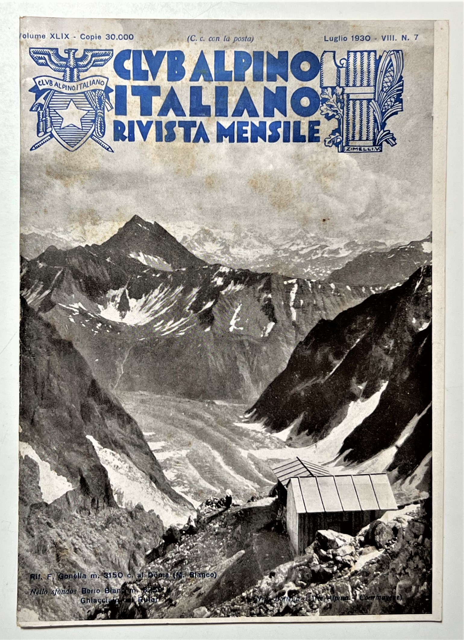 Rivista Mensile - Club Alpino Italiano N. 7 - 1930