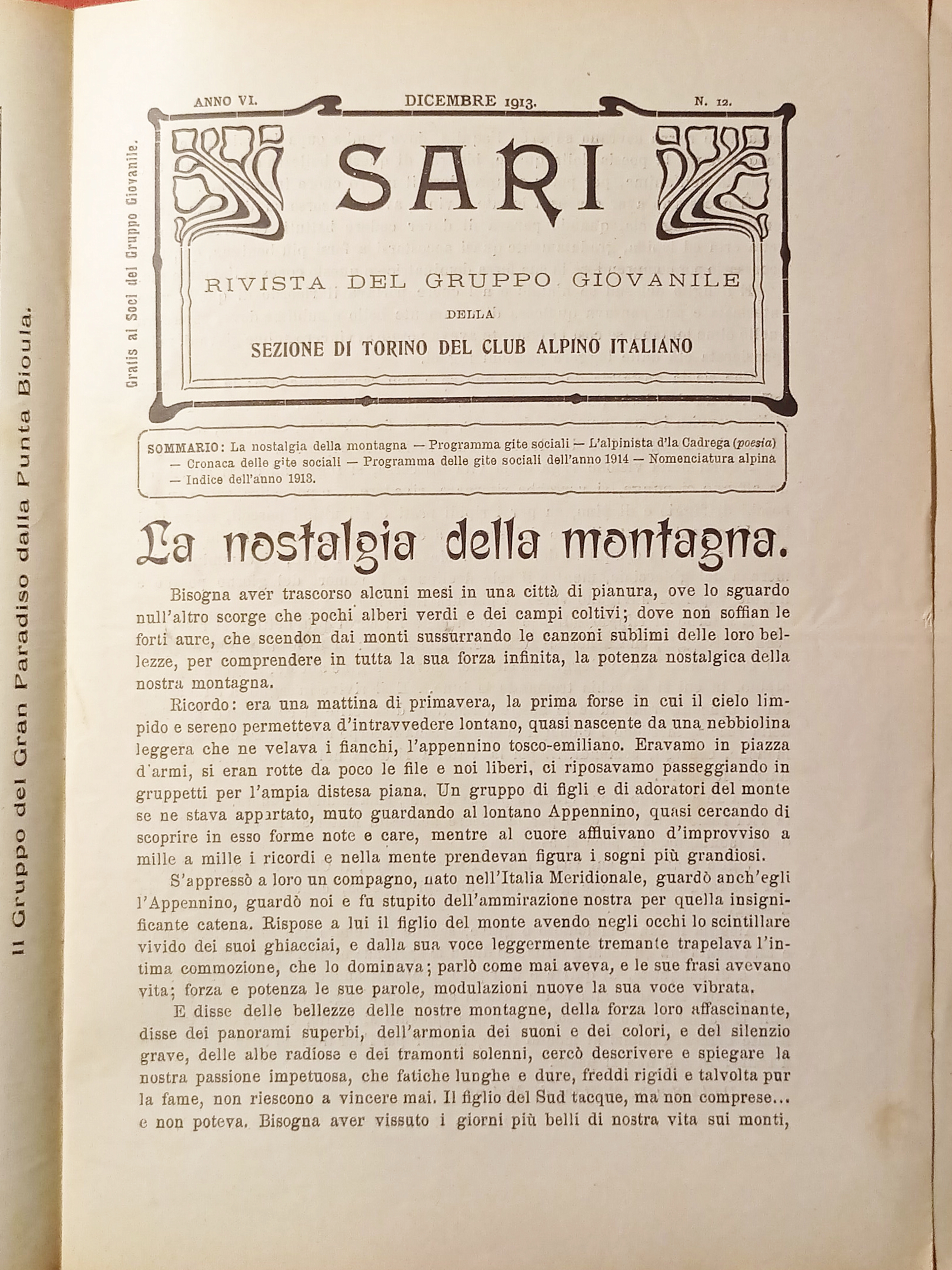 Rivista Mensile del Gruppo Giovanile della C.A.I. Torino - SARI …
