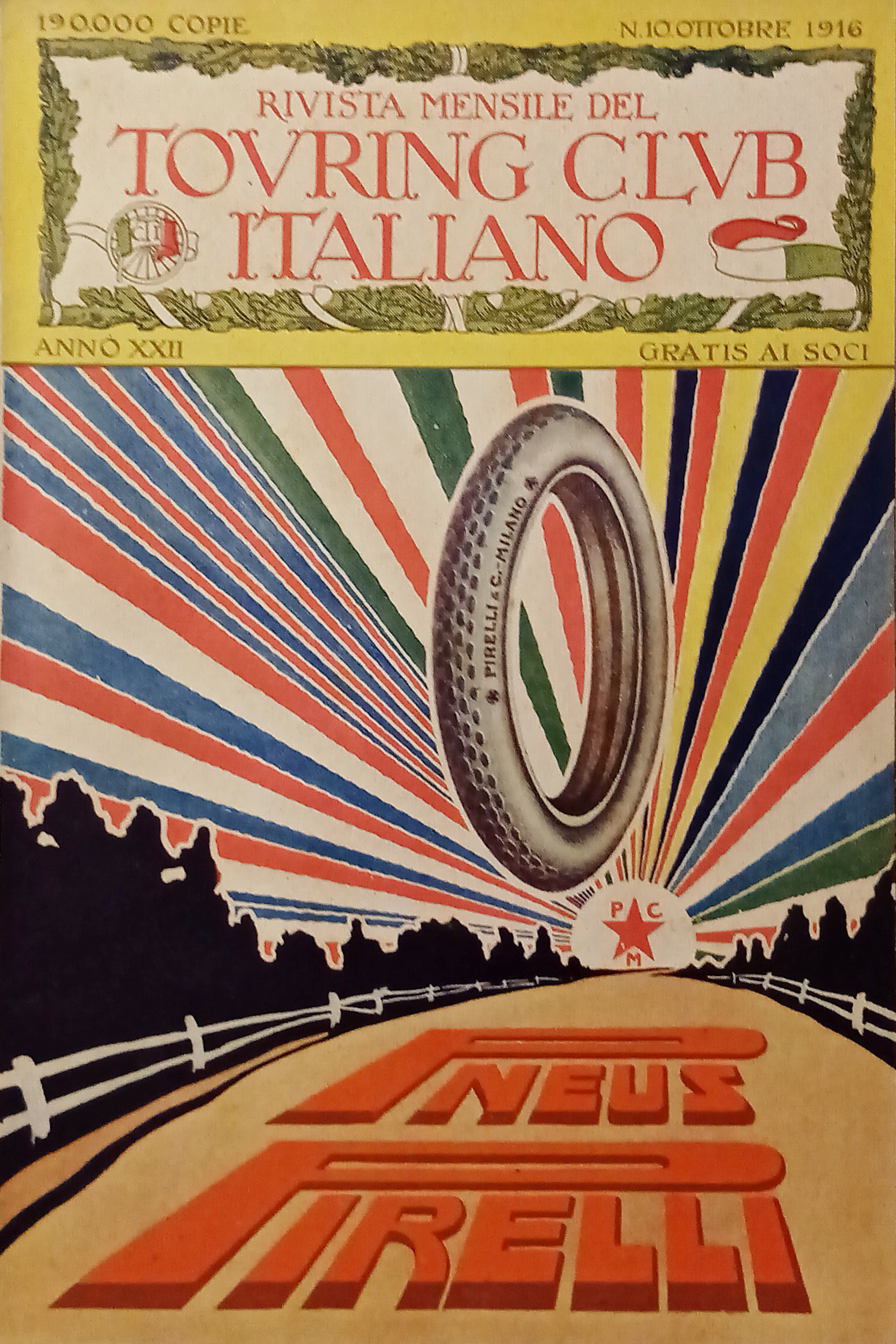 Rivista Mensile del Touring Club Italiano N.10 - 1916 Pubblicità …