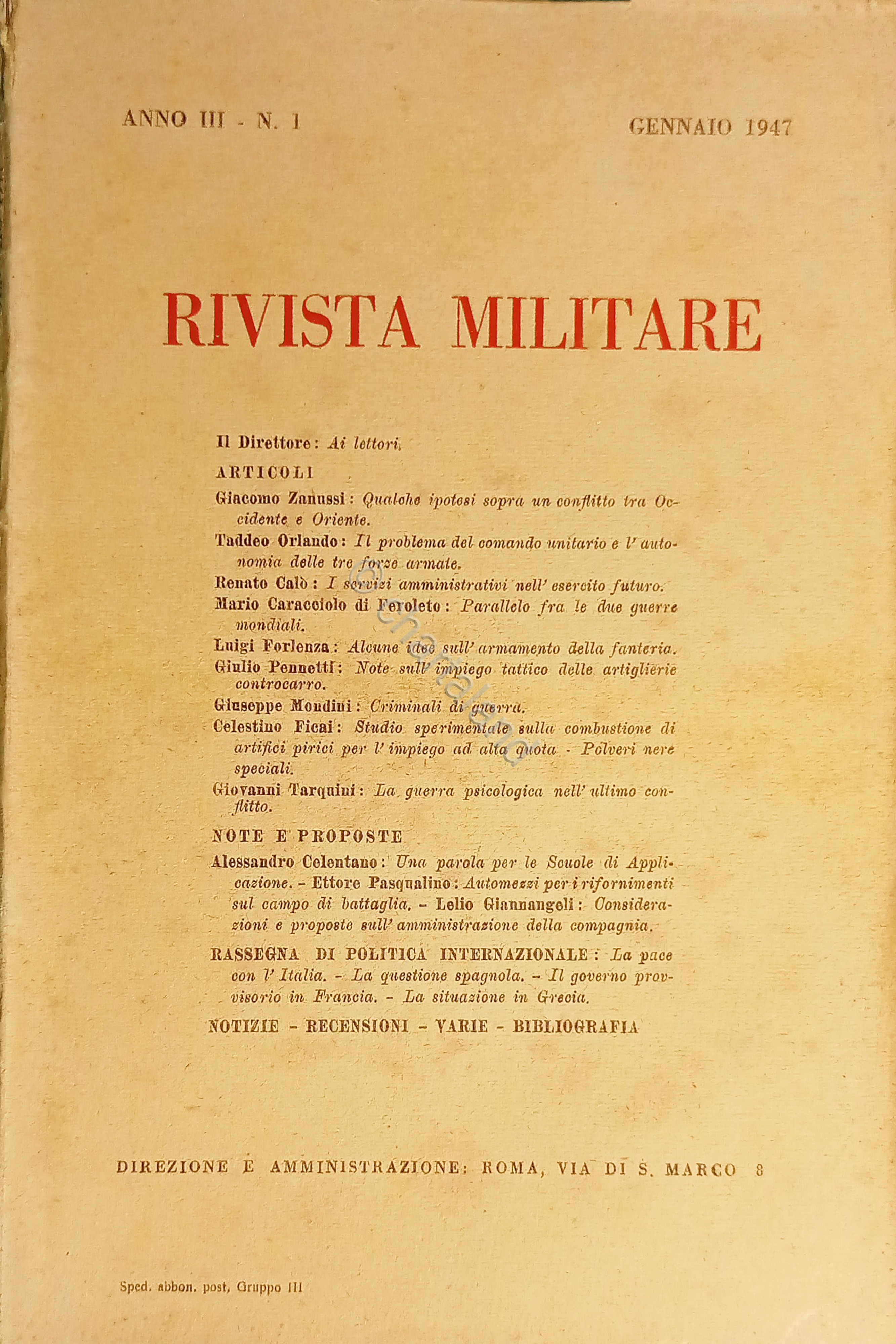 Rivista Militare - Anno III - N. 1 - Gennaio …