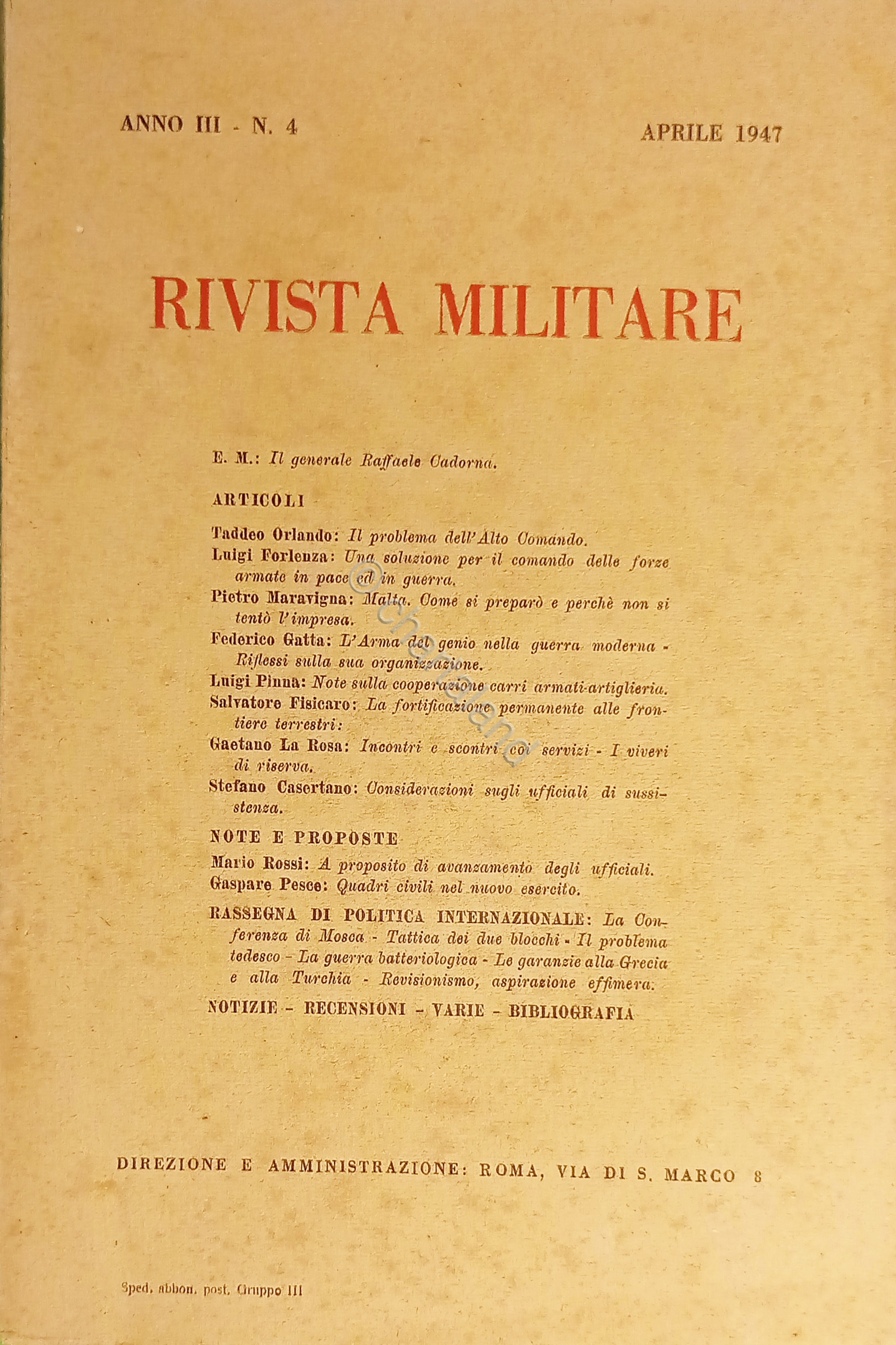 Rivista Militare - Anno III - N. 4 - Aprile …