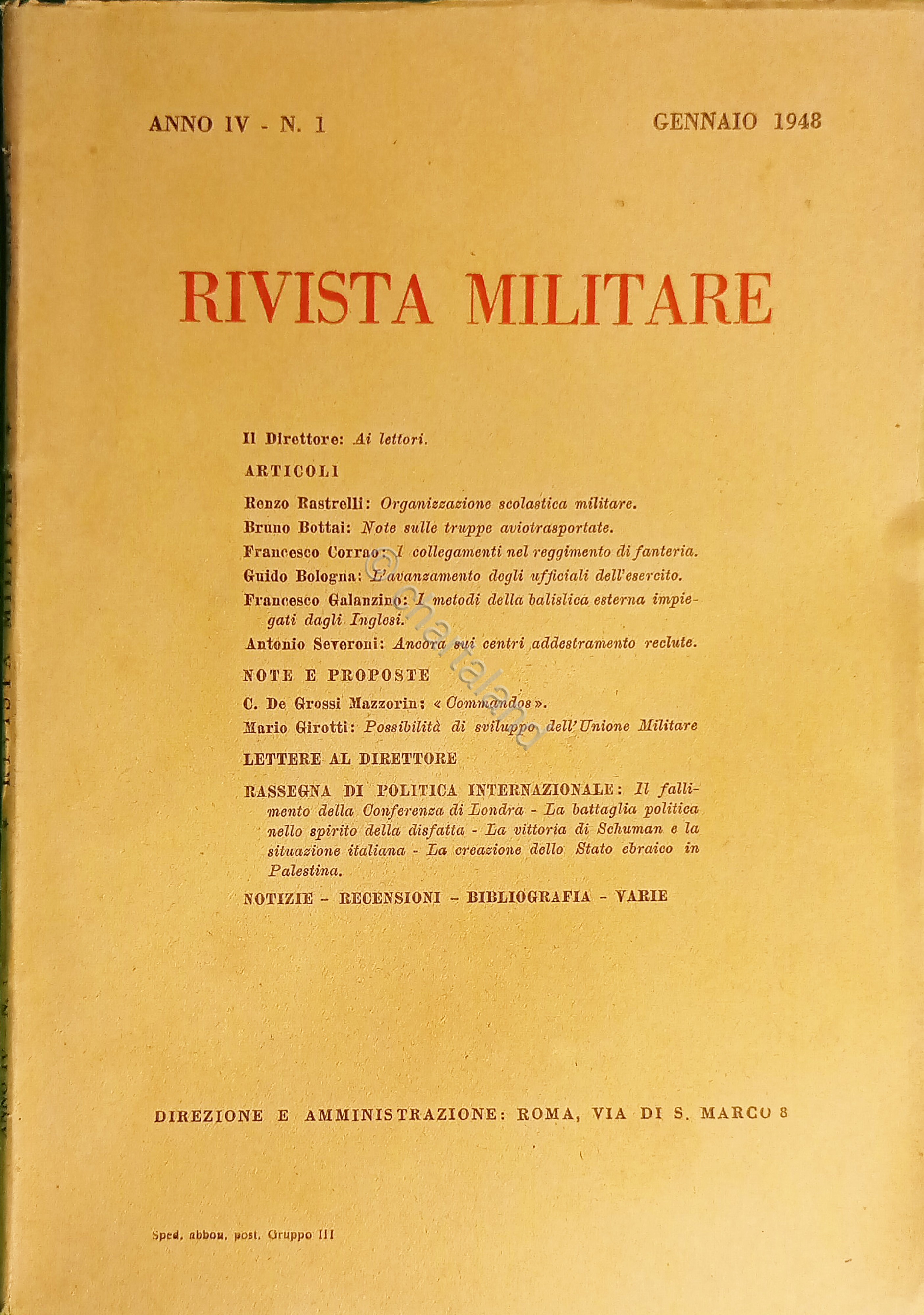 Rivista Militare - Anno IV - N. 1 Gennaio 1948