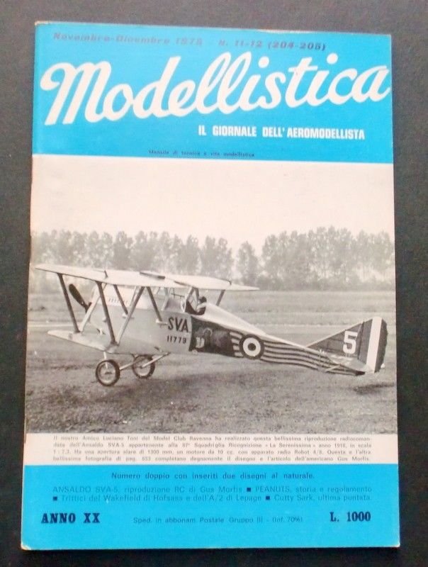Rivista Modellistica modellismo Giornale aeromodellista N°11-12 (204-205) - 1975