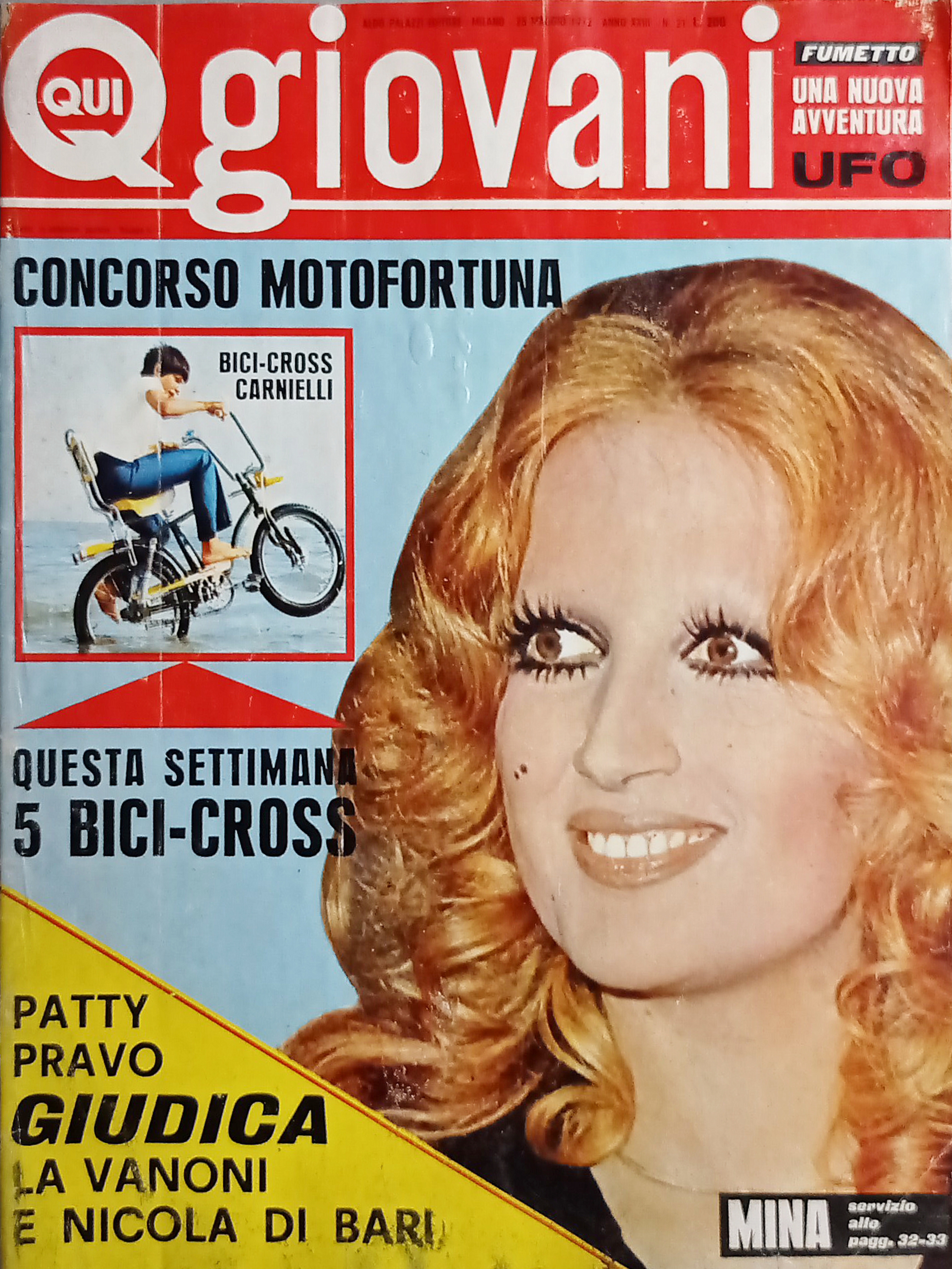 Rivista Musicale - Qui Giovani N. 21 - 1972 Mina …