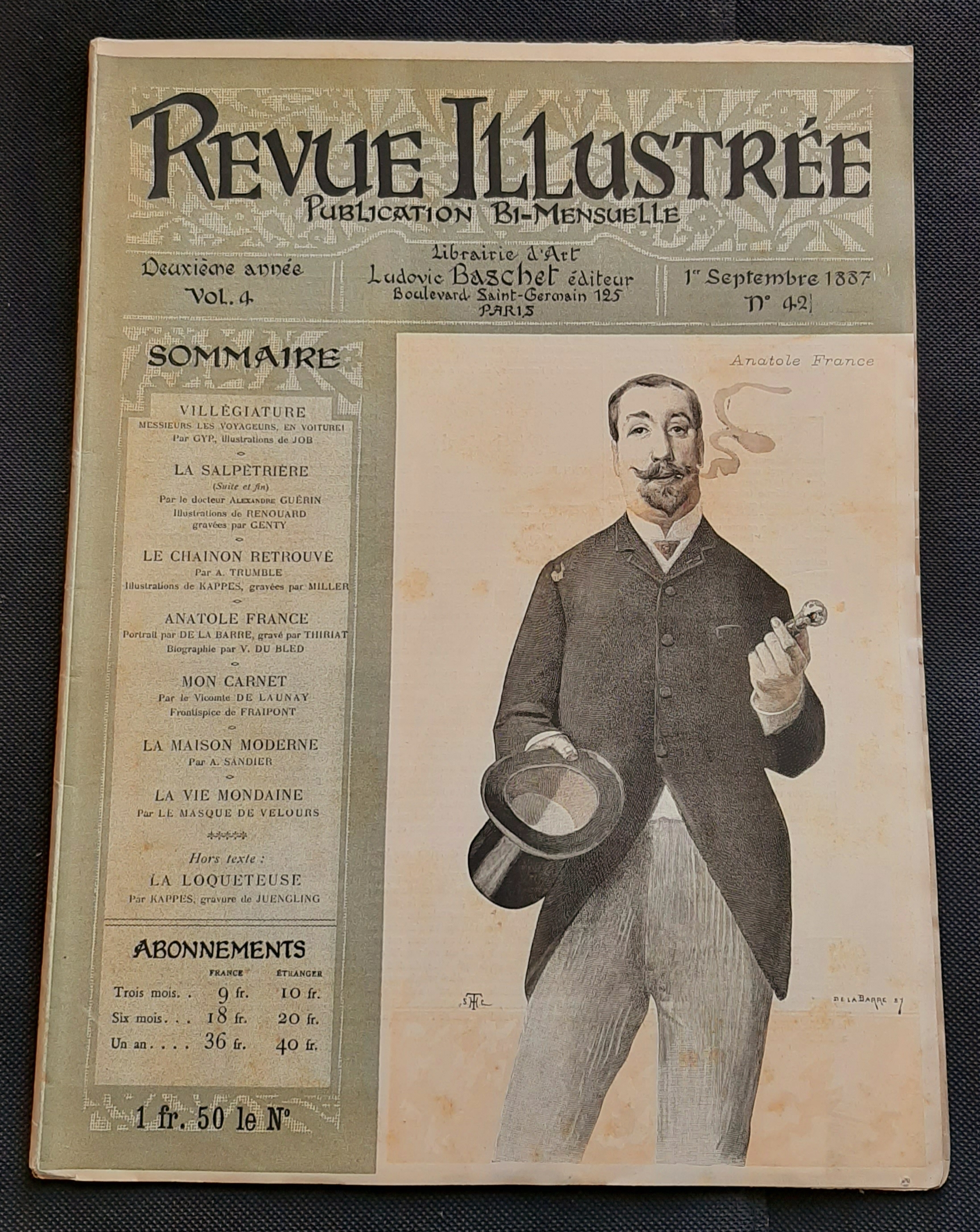 Rivista Revue Illustrée - Anatole France - n. 42 - …
