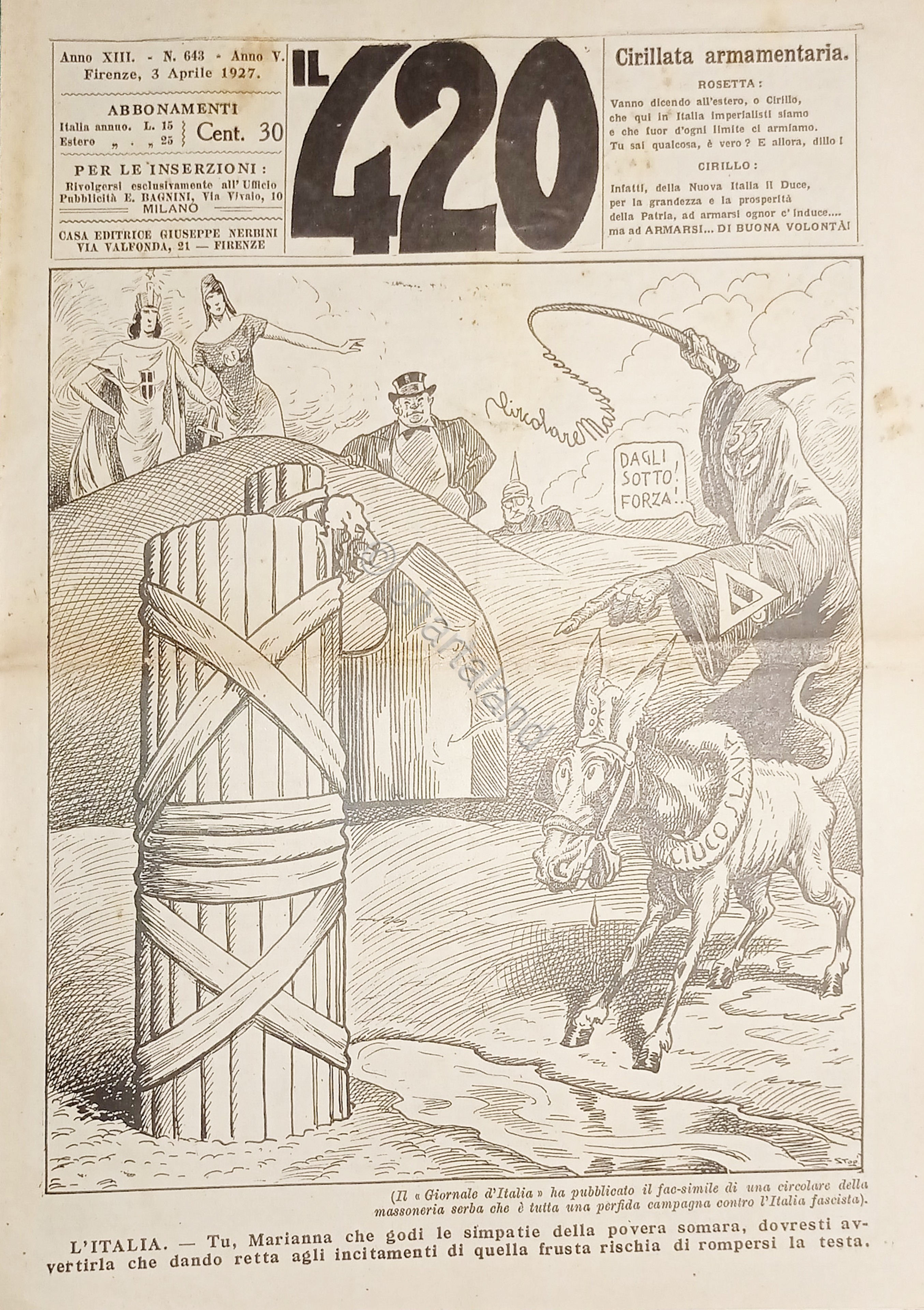 Rivista Satirica Umoristica - IL 420 - Anno XIII - …