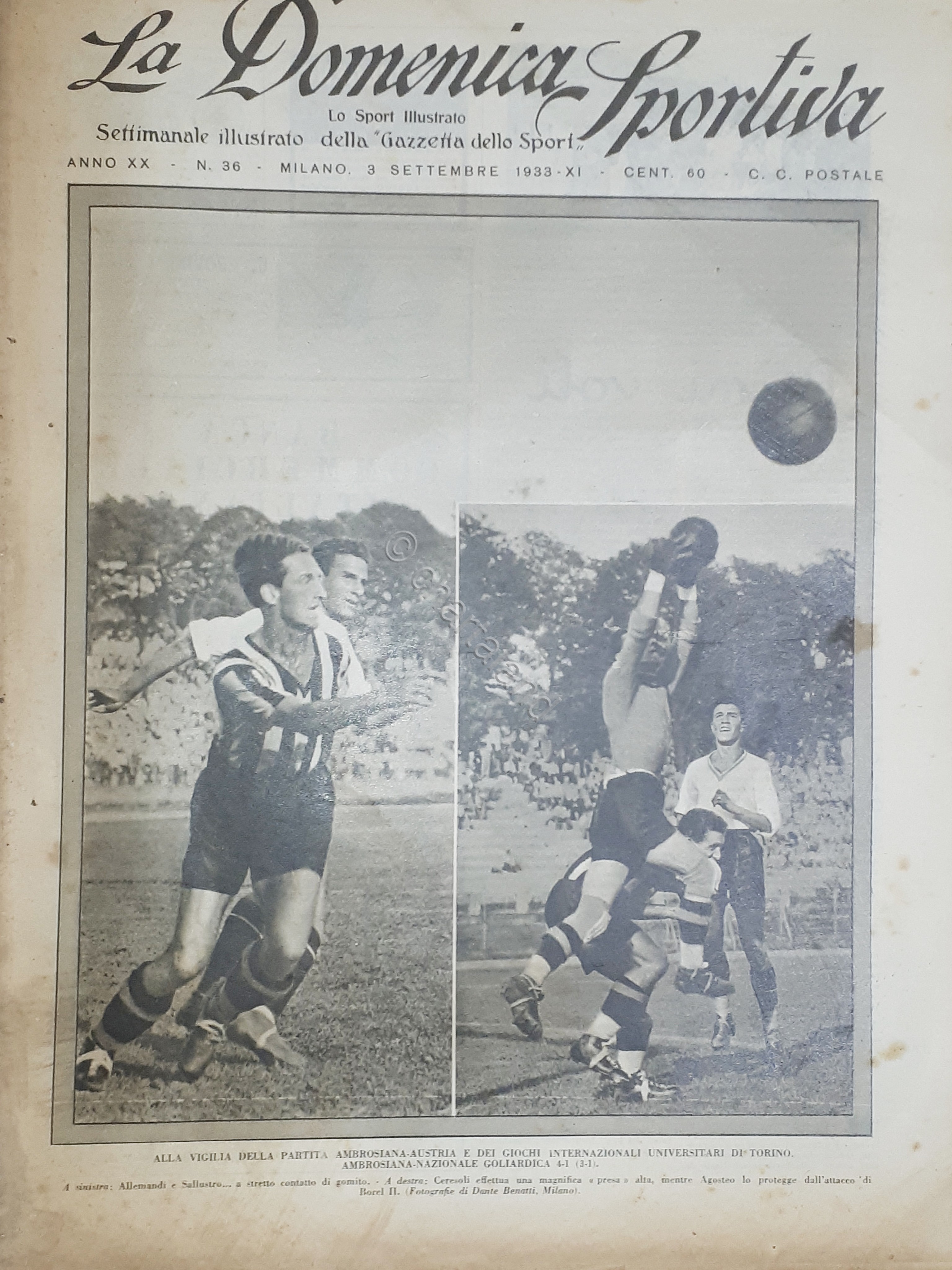 Rivista Sport - La Domenica Sportiva N. 36 - Partita …