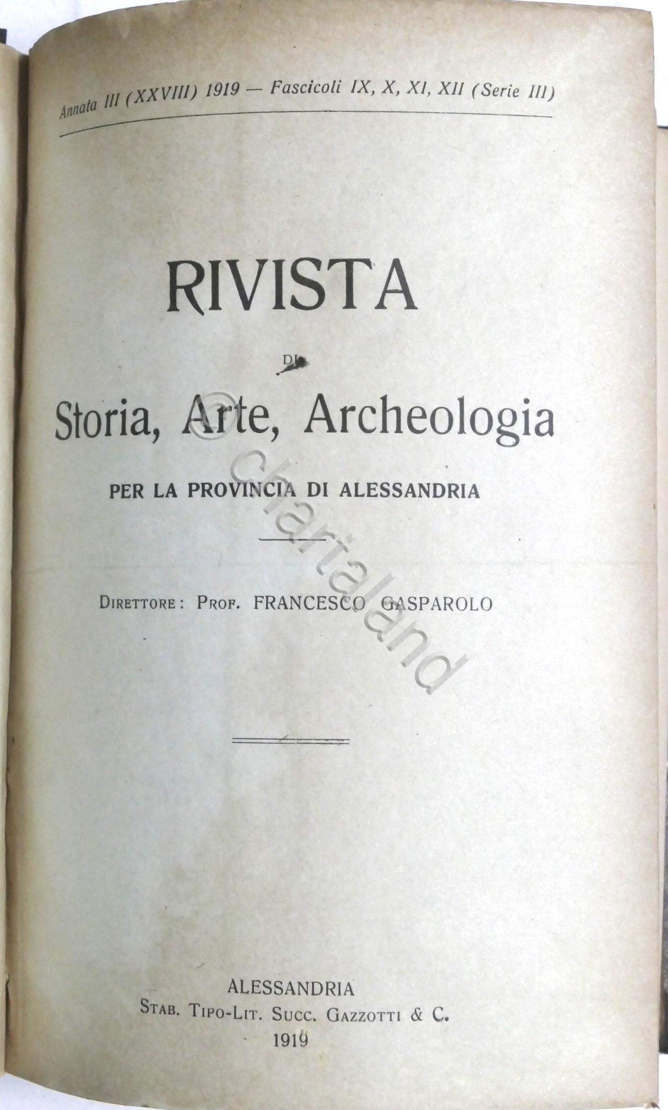 Rivista Storia Arte Archeologia prov. di Alessandria Anno XXVIII completo …