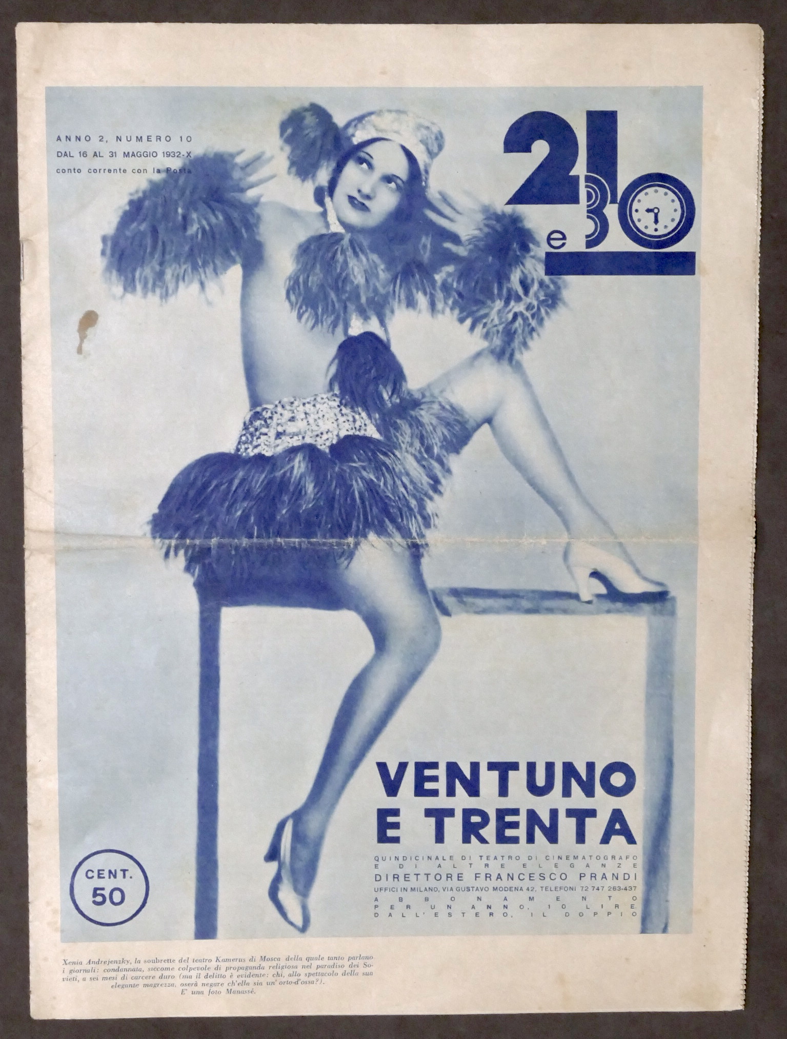 Rivista Teatro Cinema - Ventuno e Trenta 21 e 30 …