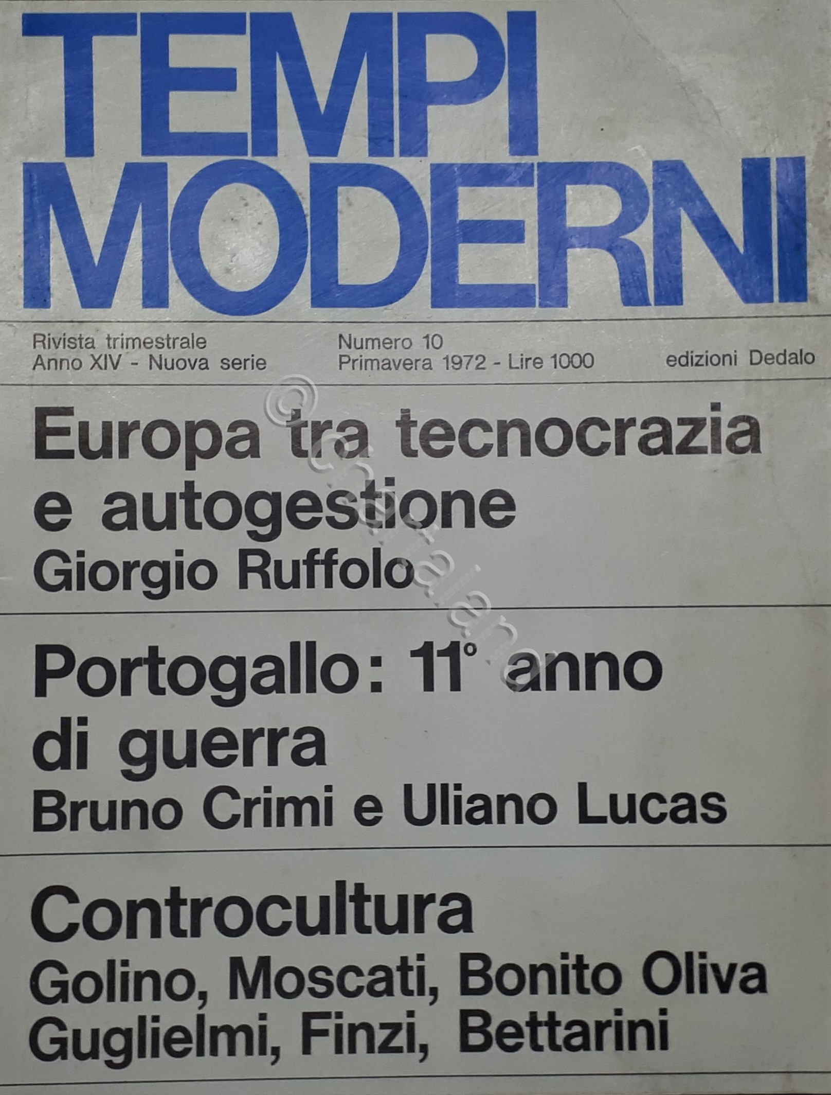 Rivista trimestrale - Tempi moderni N. 10 - ed. 1972 …