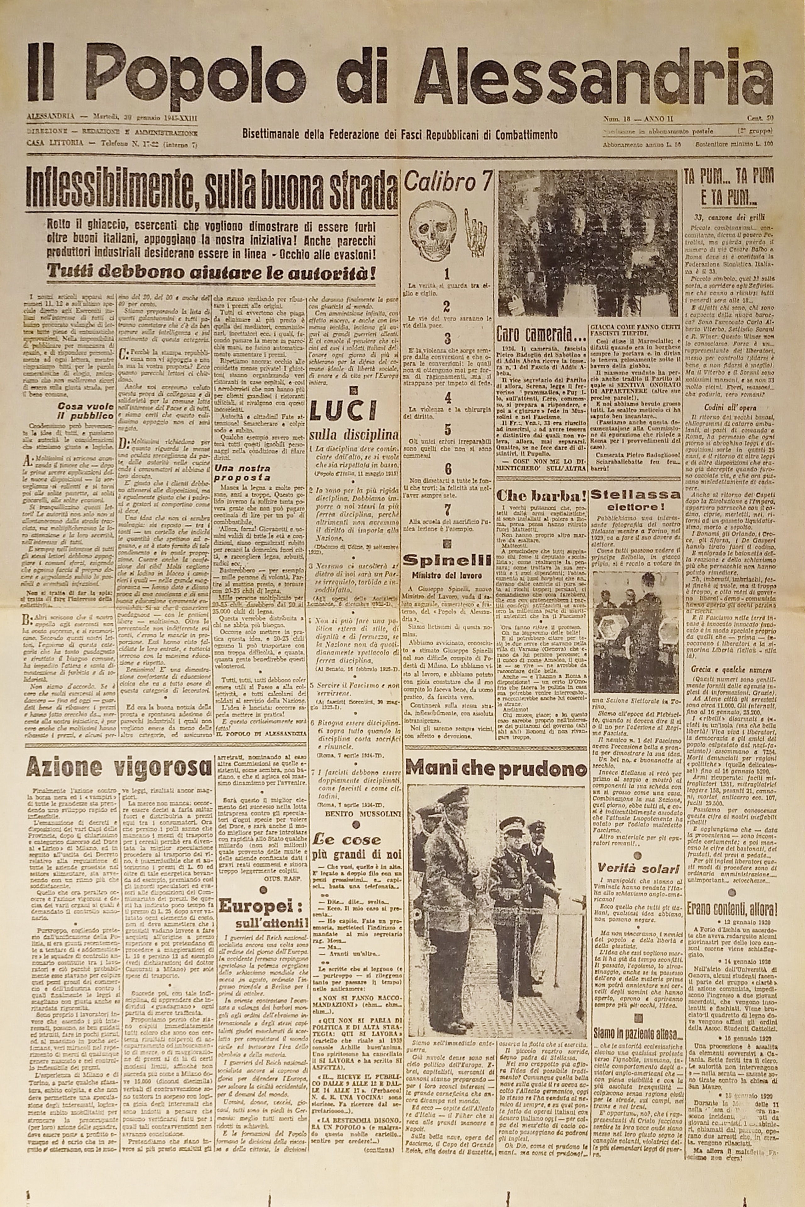 RSI Federazione Fasci - Il Popolo di Alessandria N. 18 …