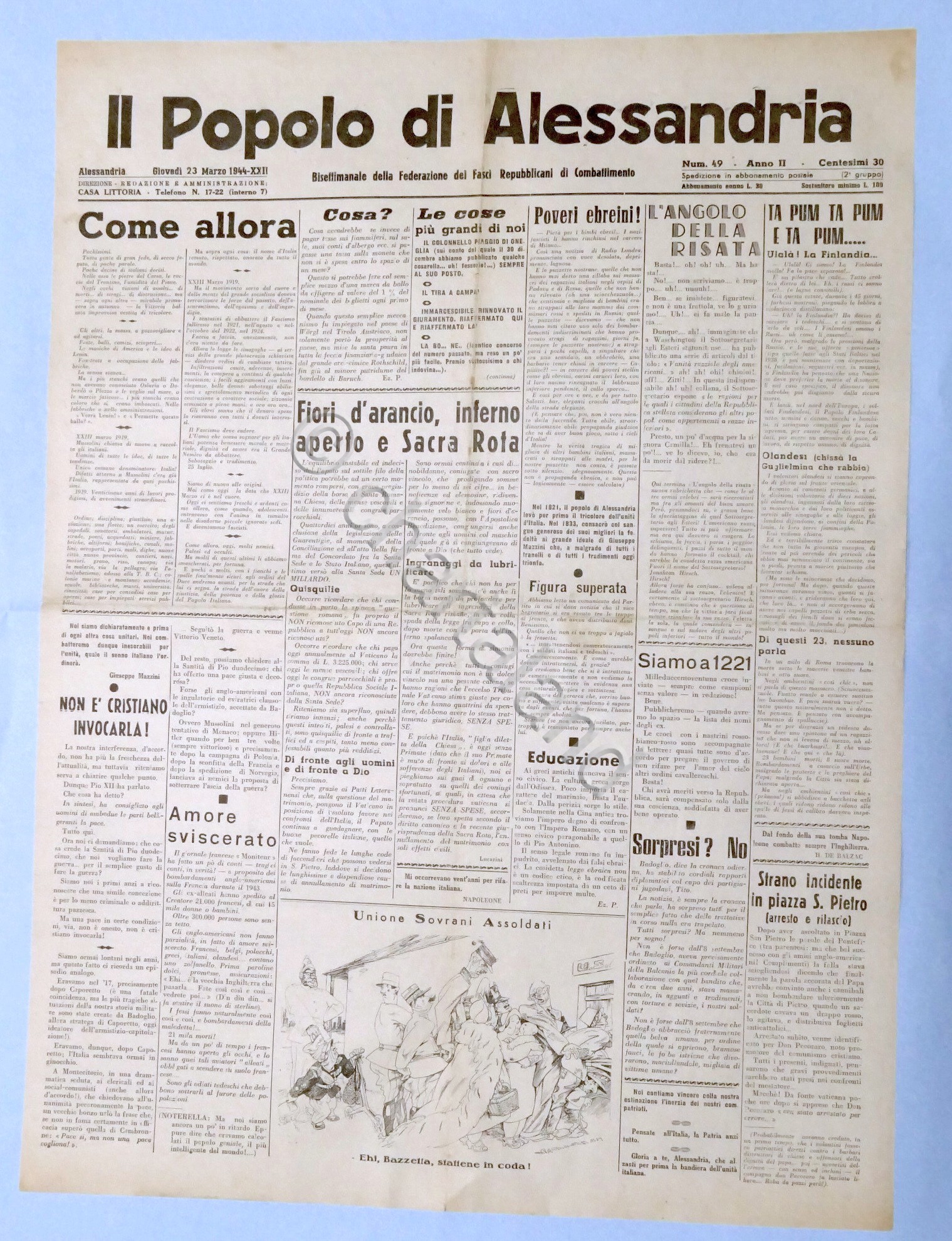 RSI Federazione Fasci - Il Popolo di Alessandria N. 49 …