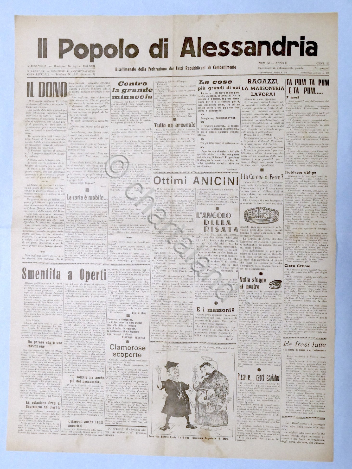 RSI Federazione Fasci - Il Popolo di Alessandria N. 55 …