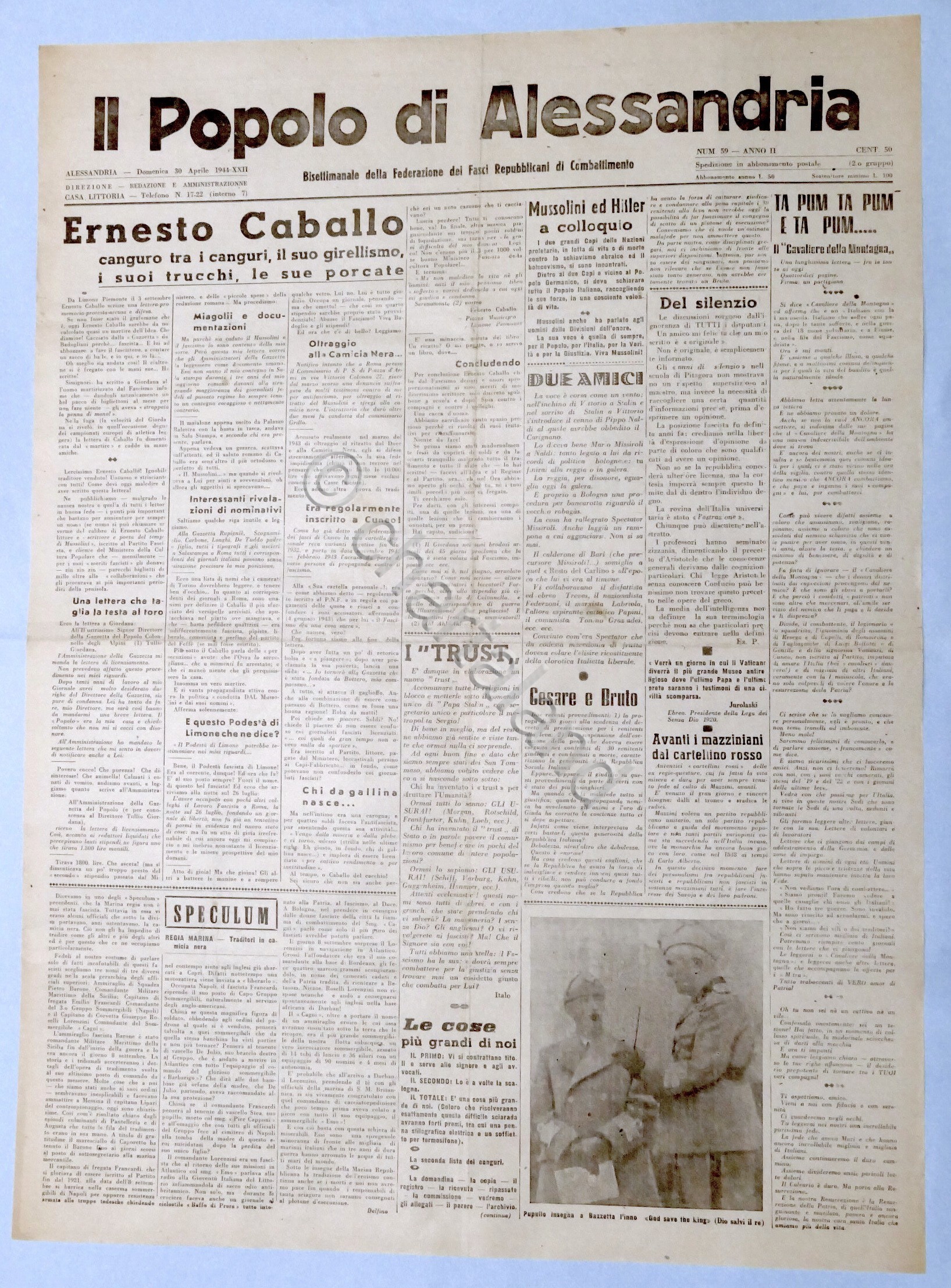RSI Federazione Fasci - Il Popolo di Alessandria N. 59 …