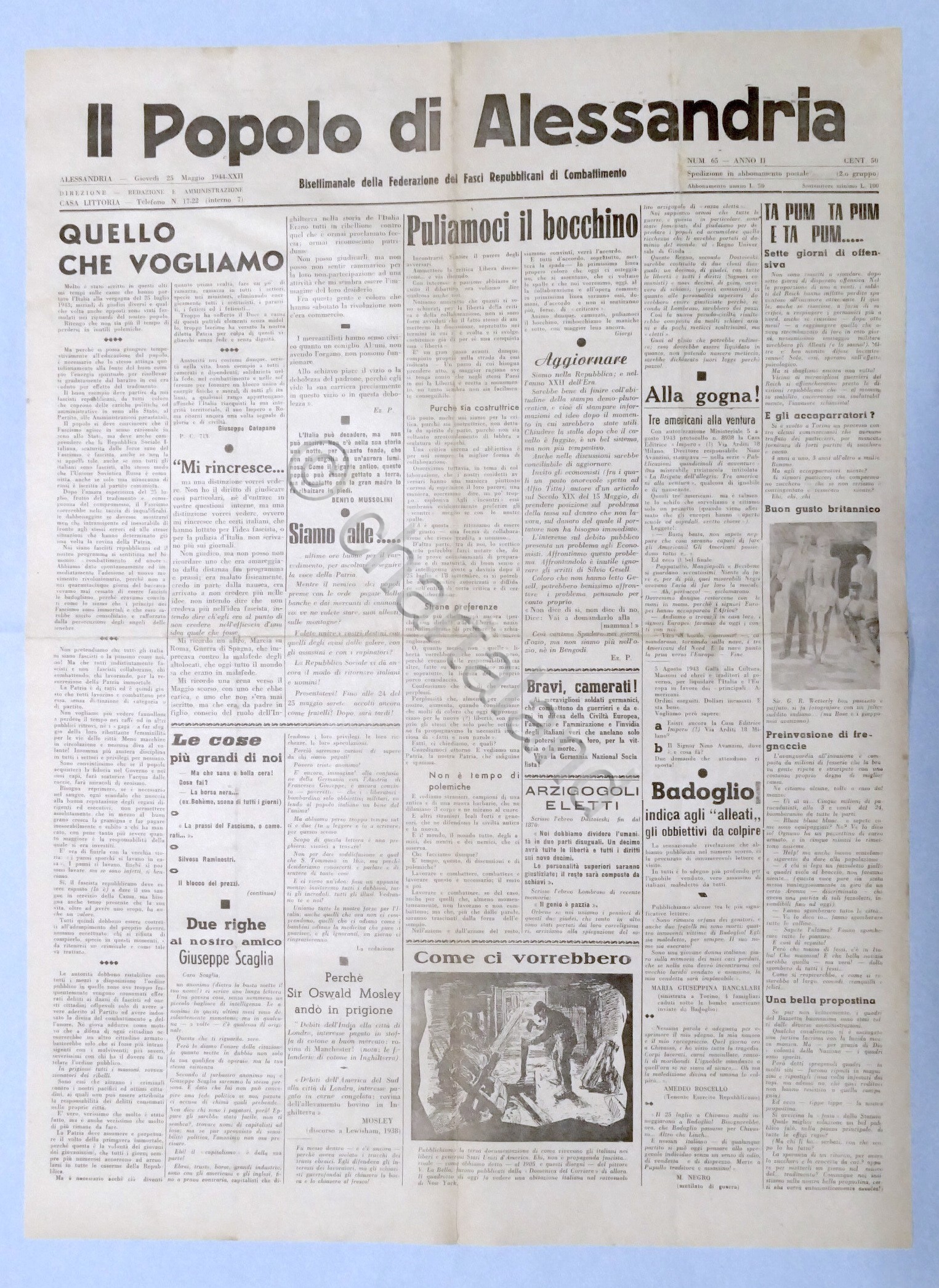 RSI Federazione Fasci - Il Popolo di Alessandria N. 65 …