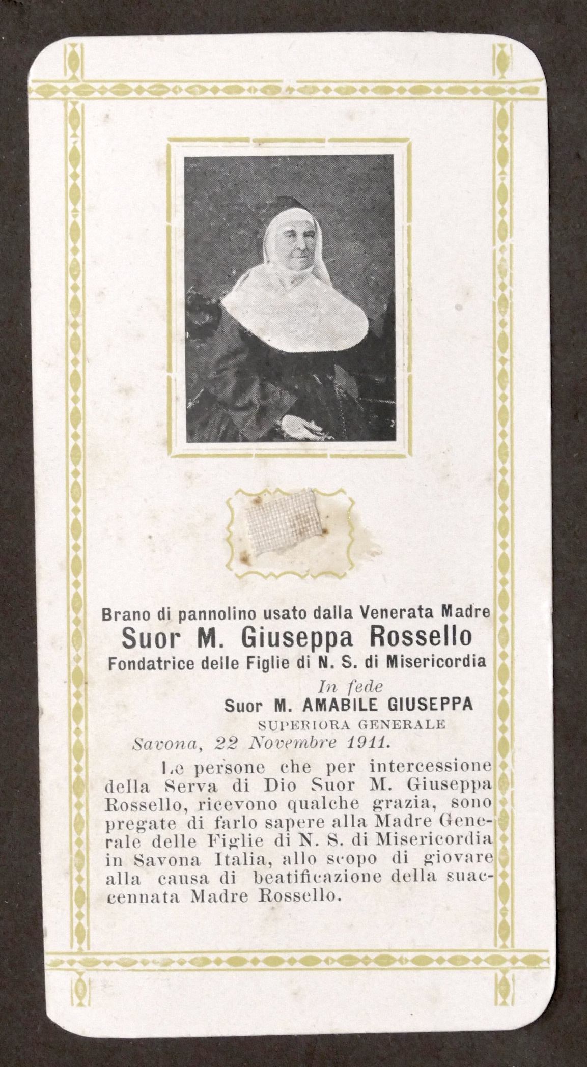 Santino di Suor M. Giuseppina Rossello fondatrice Figlie N.S. Misericordia …