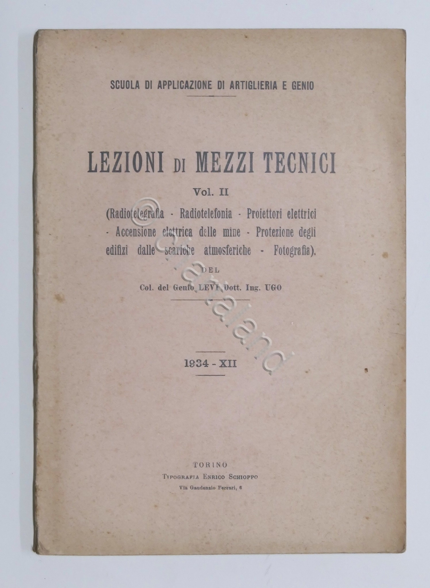 Scuola Artiglieria e Genio - Ugo Levi - Lezioni di …