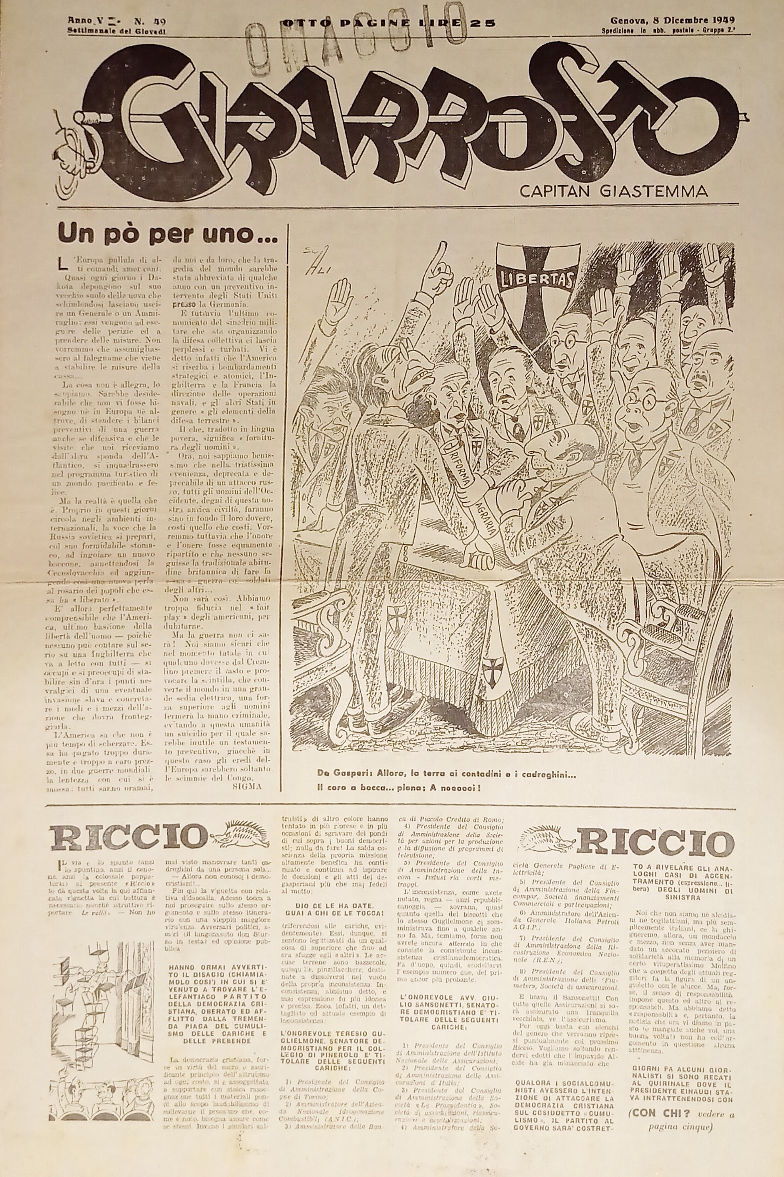Settimanale - Girarrosto n. 49 - 1949 Un pò per …