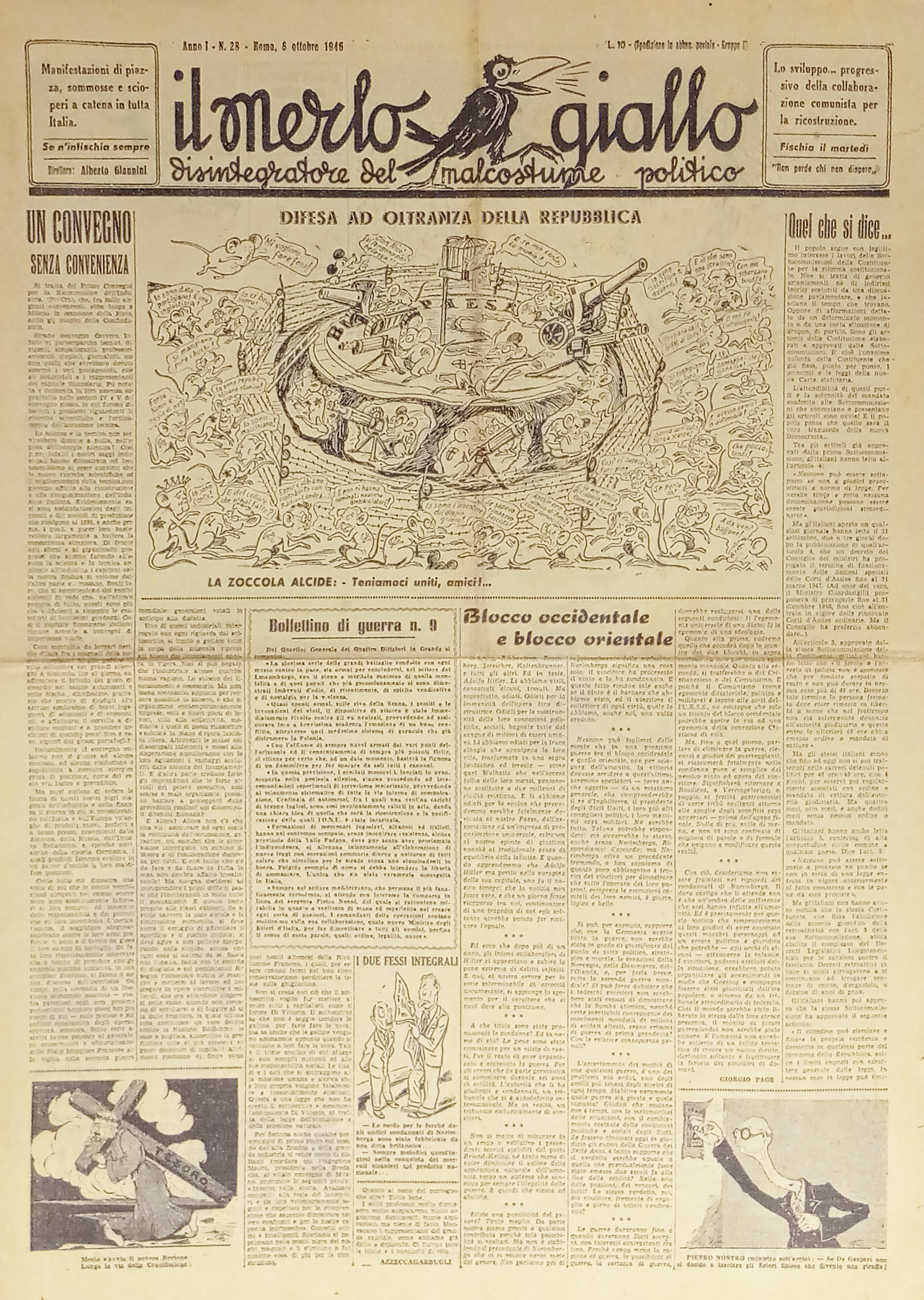 Settimanale - Il Merlo Giallo N. 28 - 1946 Difesa …