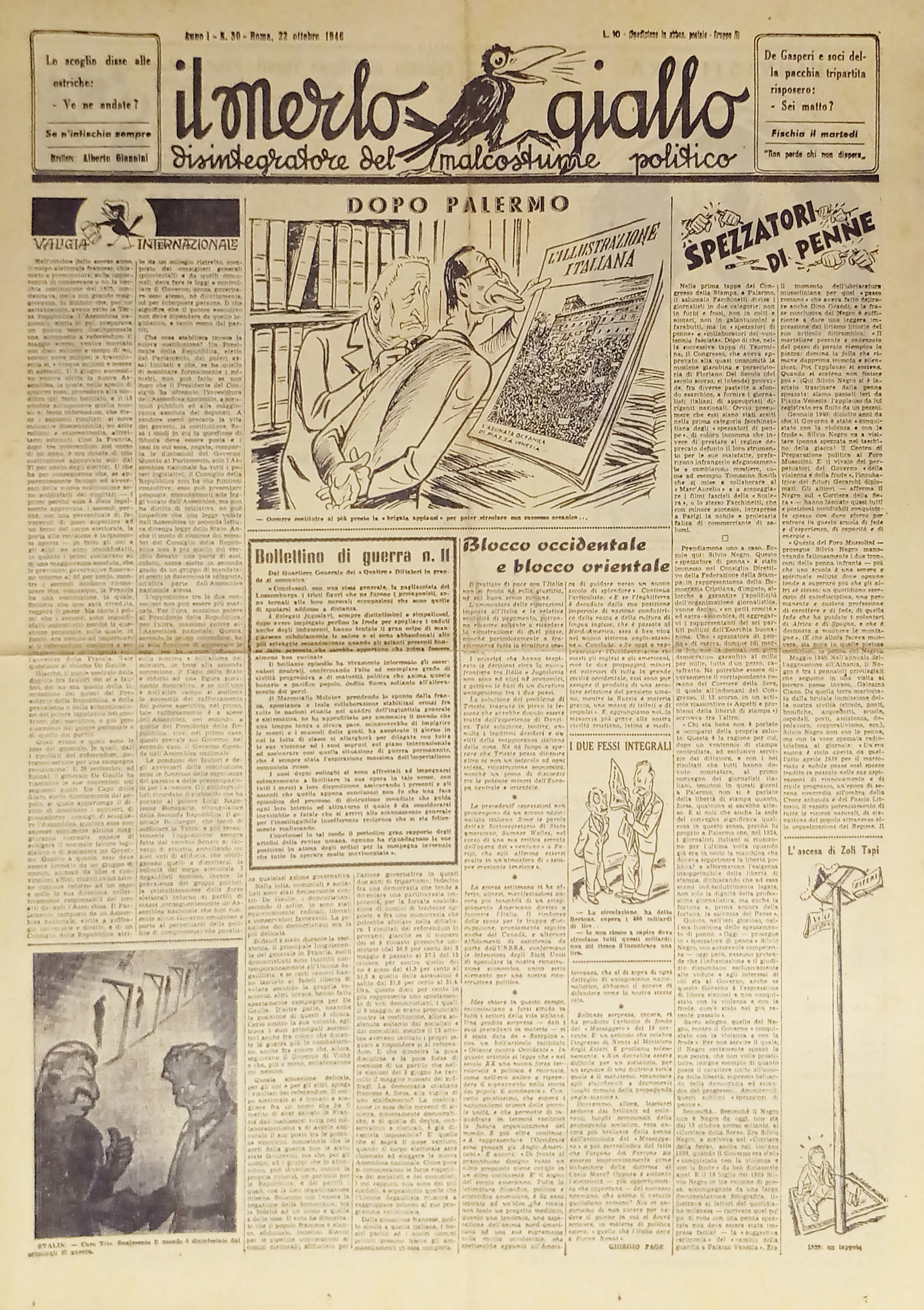 Settimanale - Il Merlo Giallo N. 30 - 1946 Dopo …