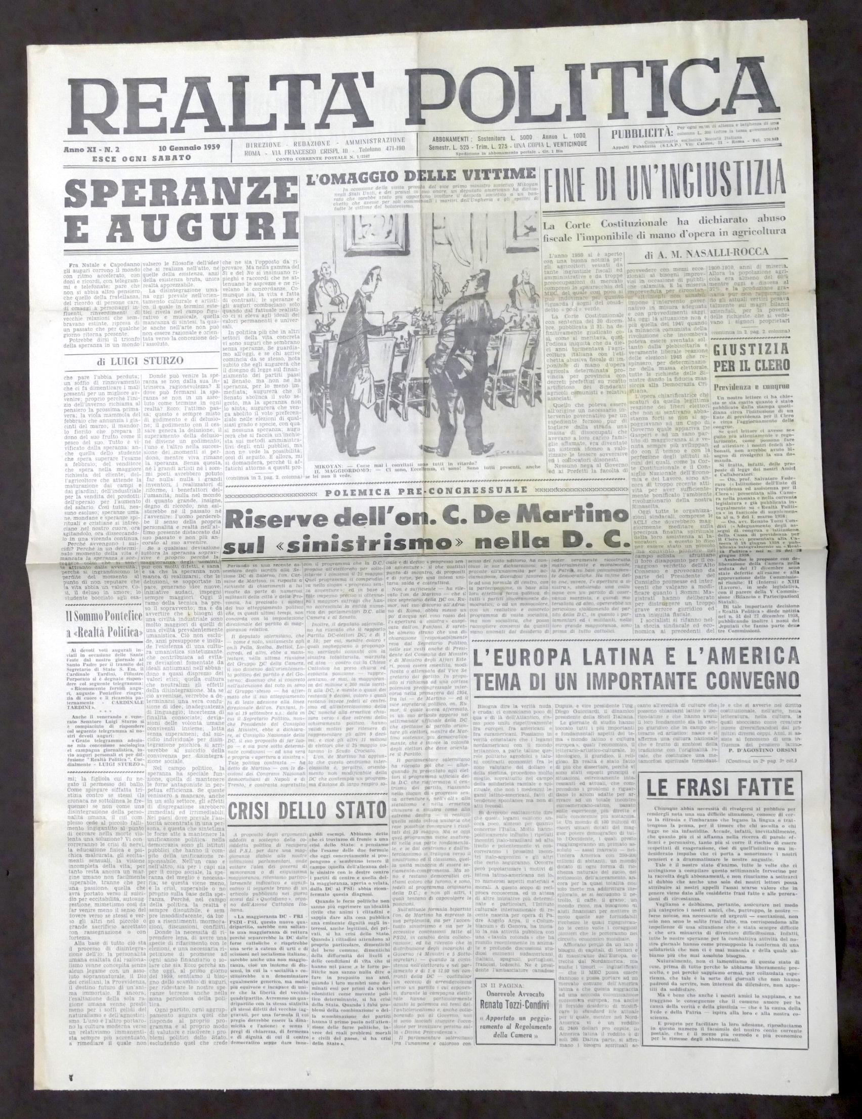 Settimanale - Realtà Politica N. 2 - 1959