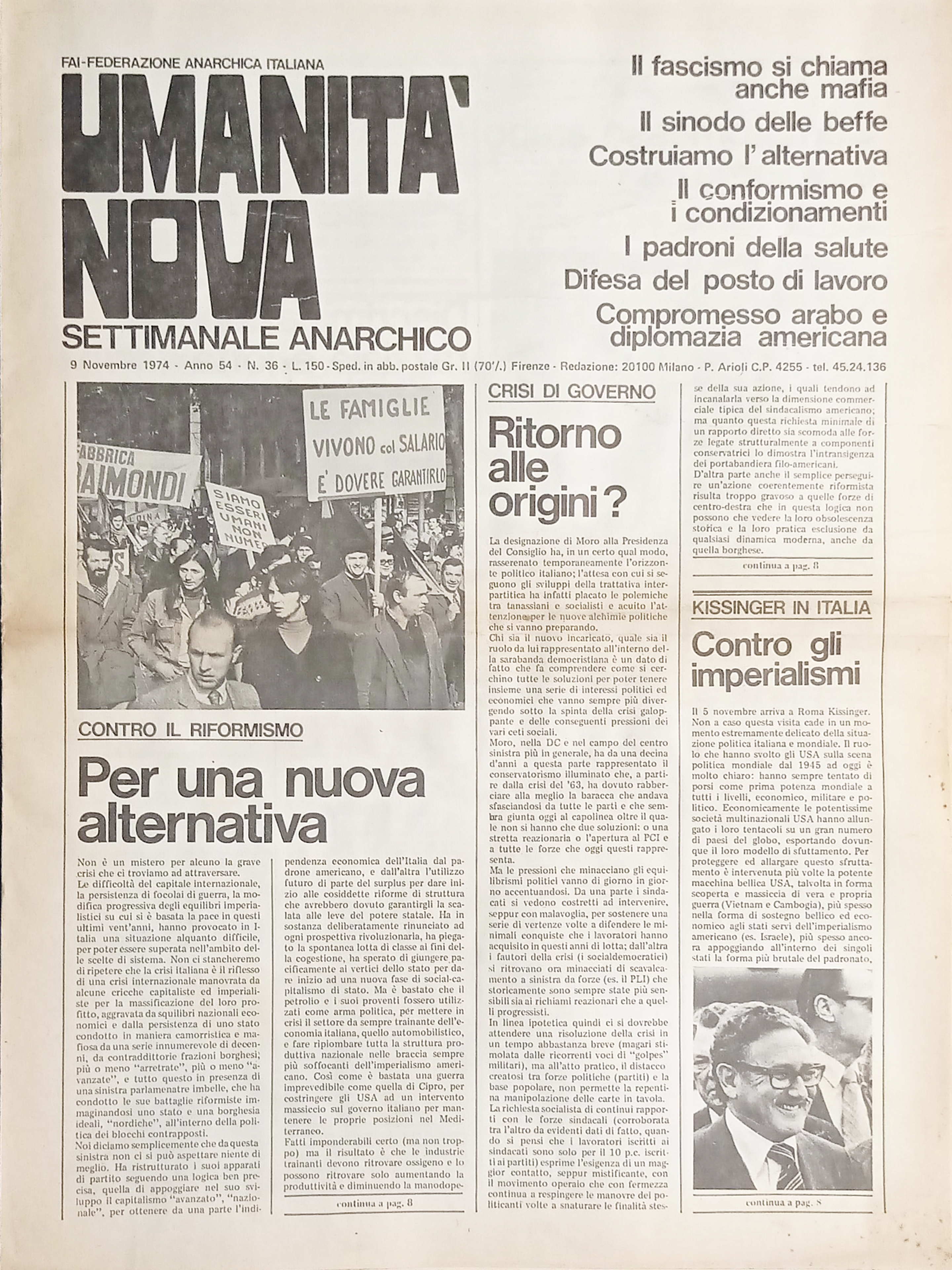 Settimanale Anarchico - Umanità Nova N. 36 - Contro gli …