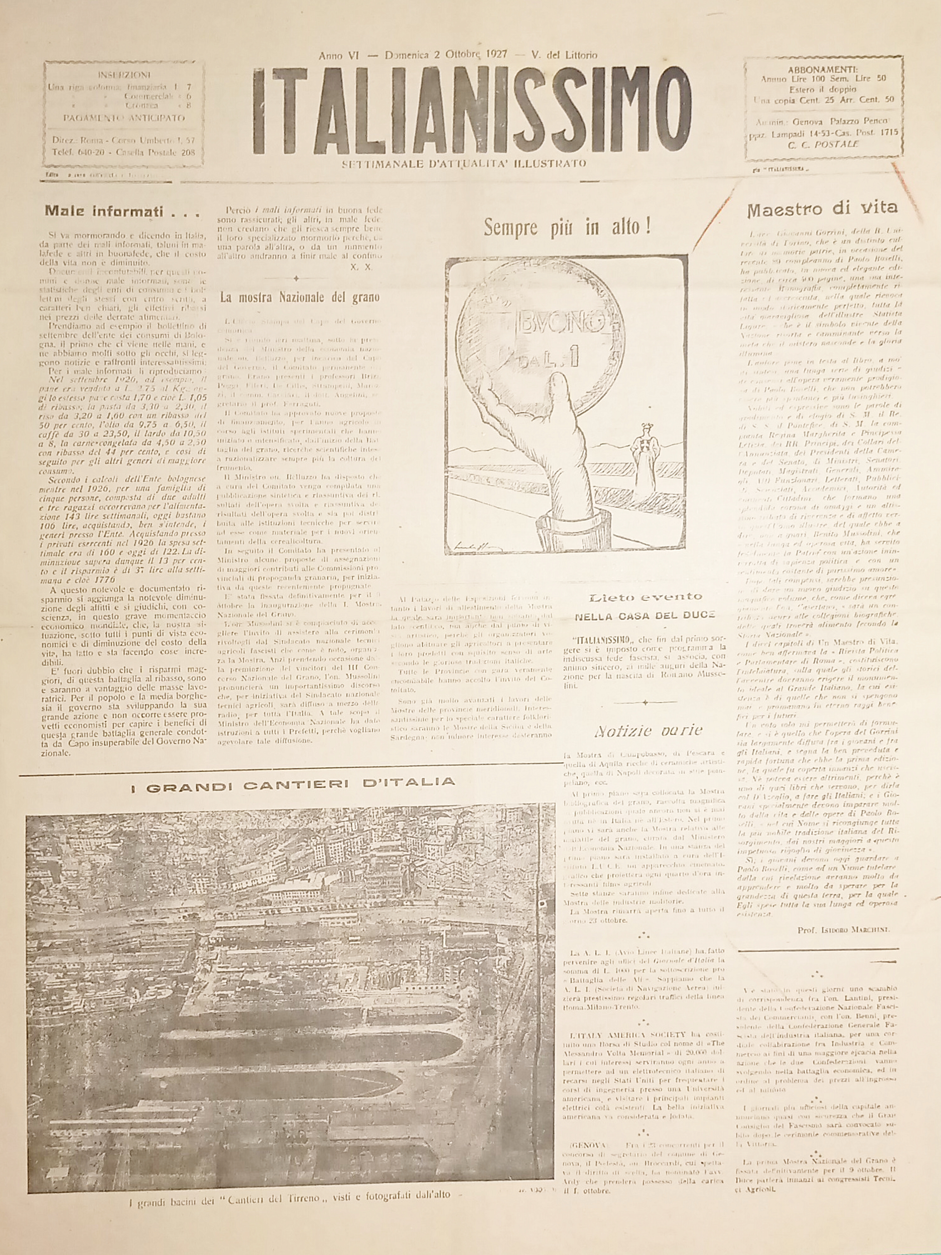 Settimanale d'Attualità Illustrato - Italianissimo - 2 Ottobre 1927