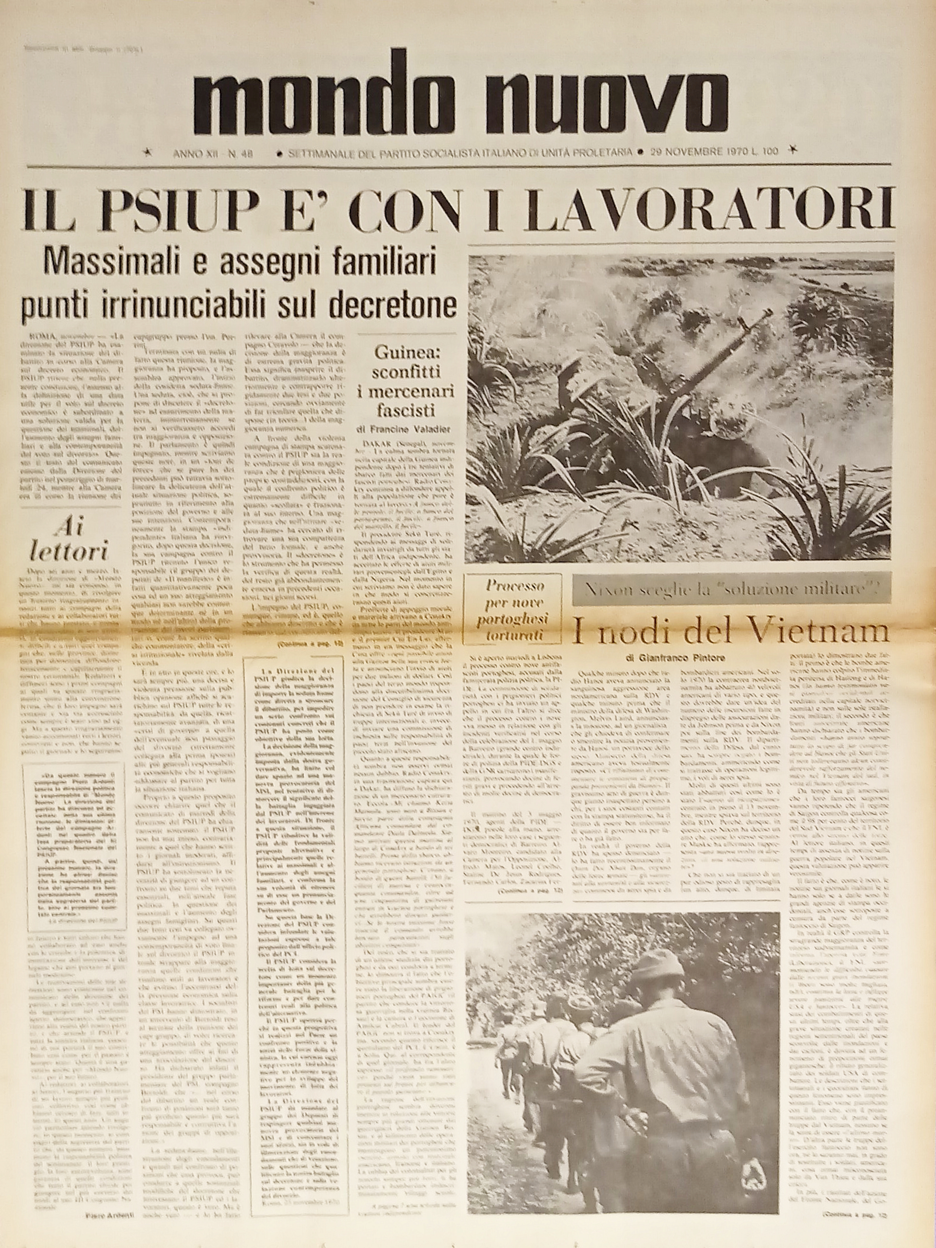 Settimanale del P.S.I.U.P. - Mondo Nuovo n. 48 - 1970 …