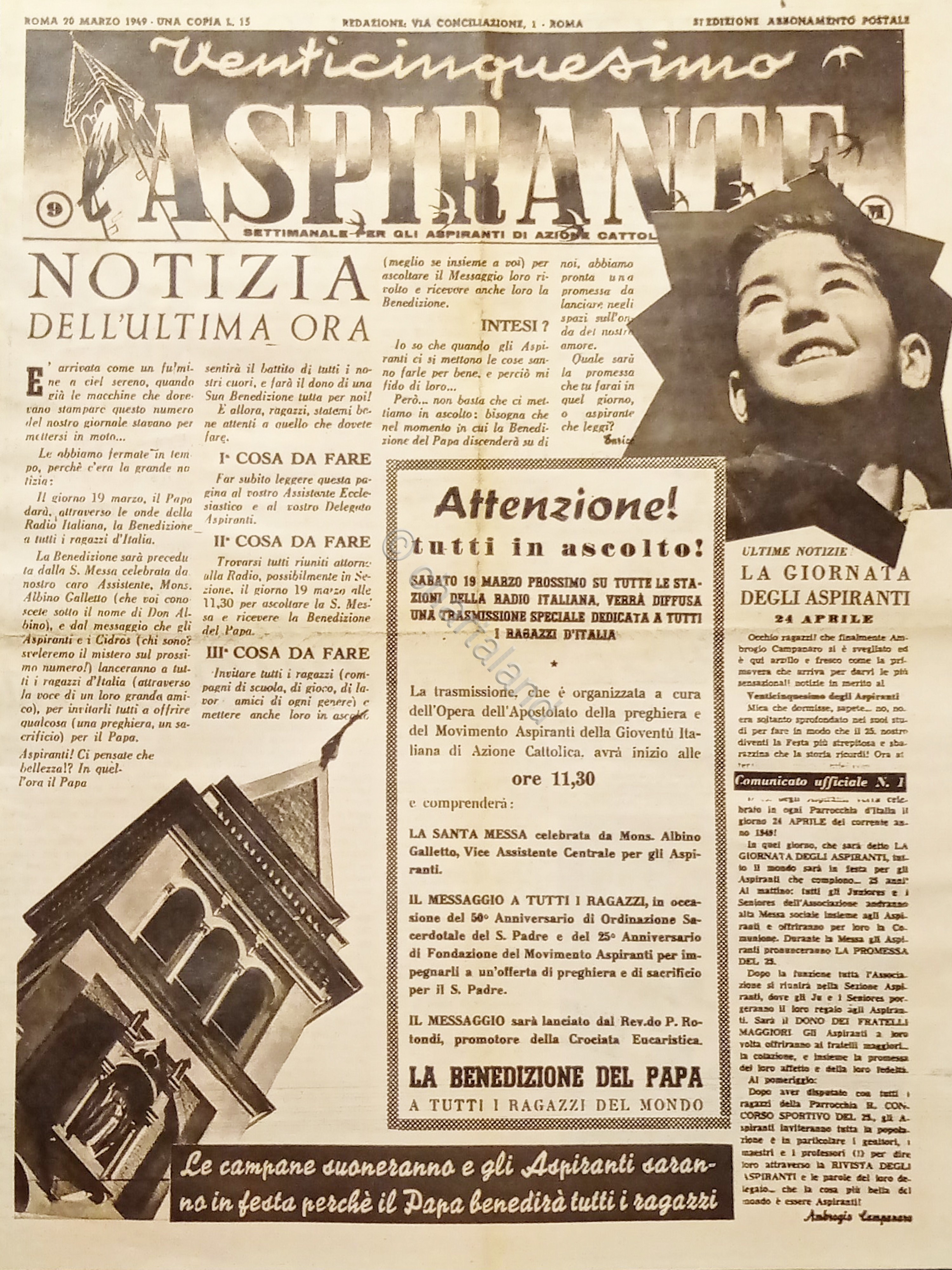 Settimanale di Azione Cattolica - Venticinquesimo L'Aspirante - 20 Marzo …