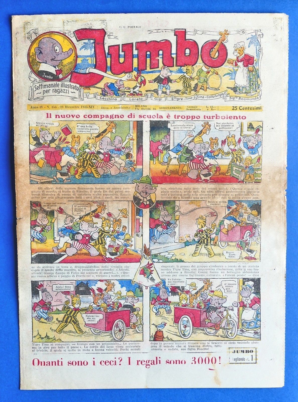 Settimanale illustrato per ragazzi - Jumbo - Anno IV - …