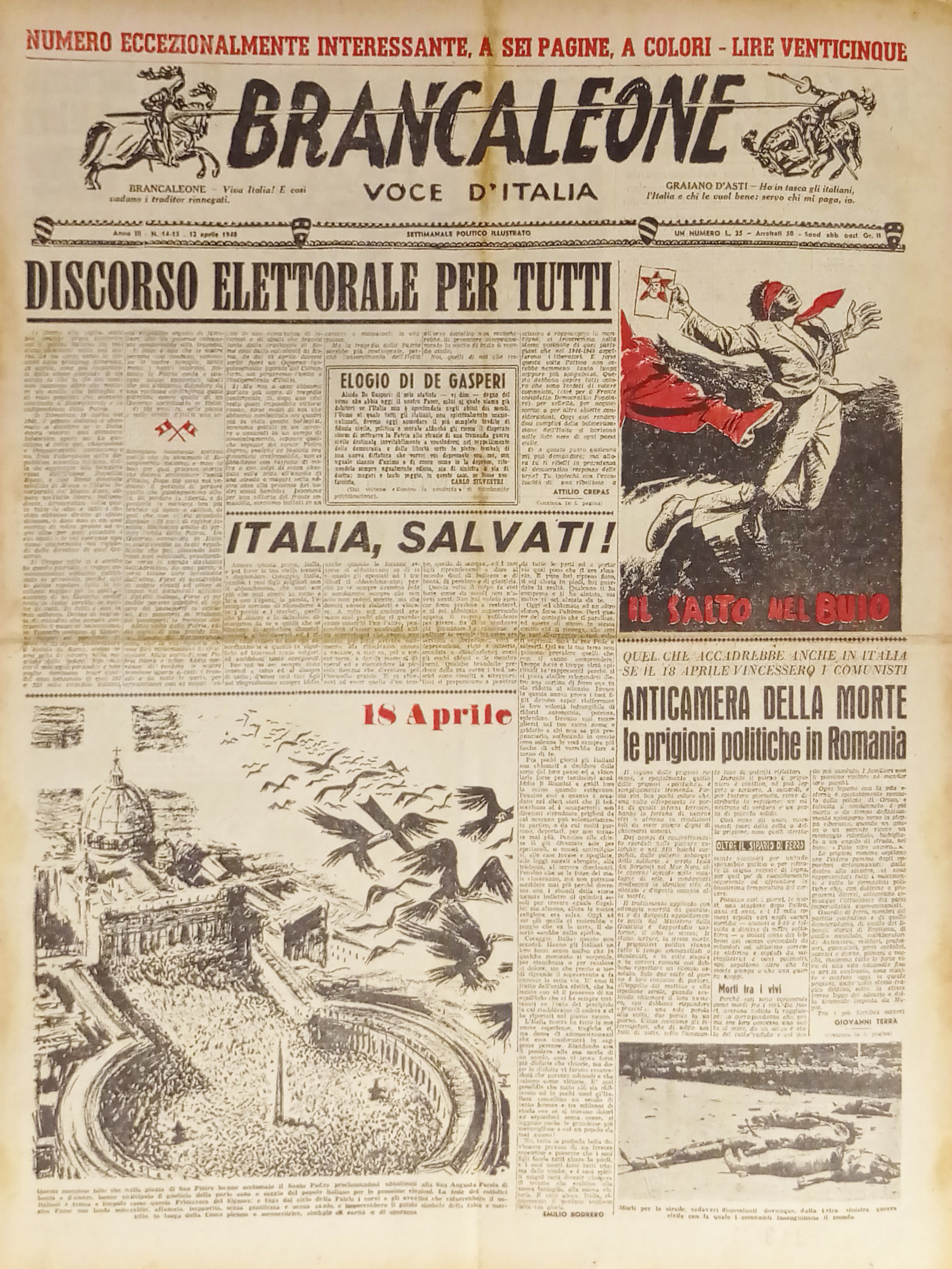 Settimanale Politico - Brancaleone N. 14-15 - 1948 Discorso Elettorale …