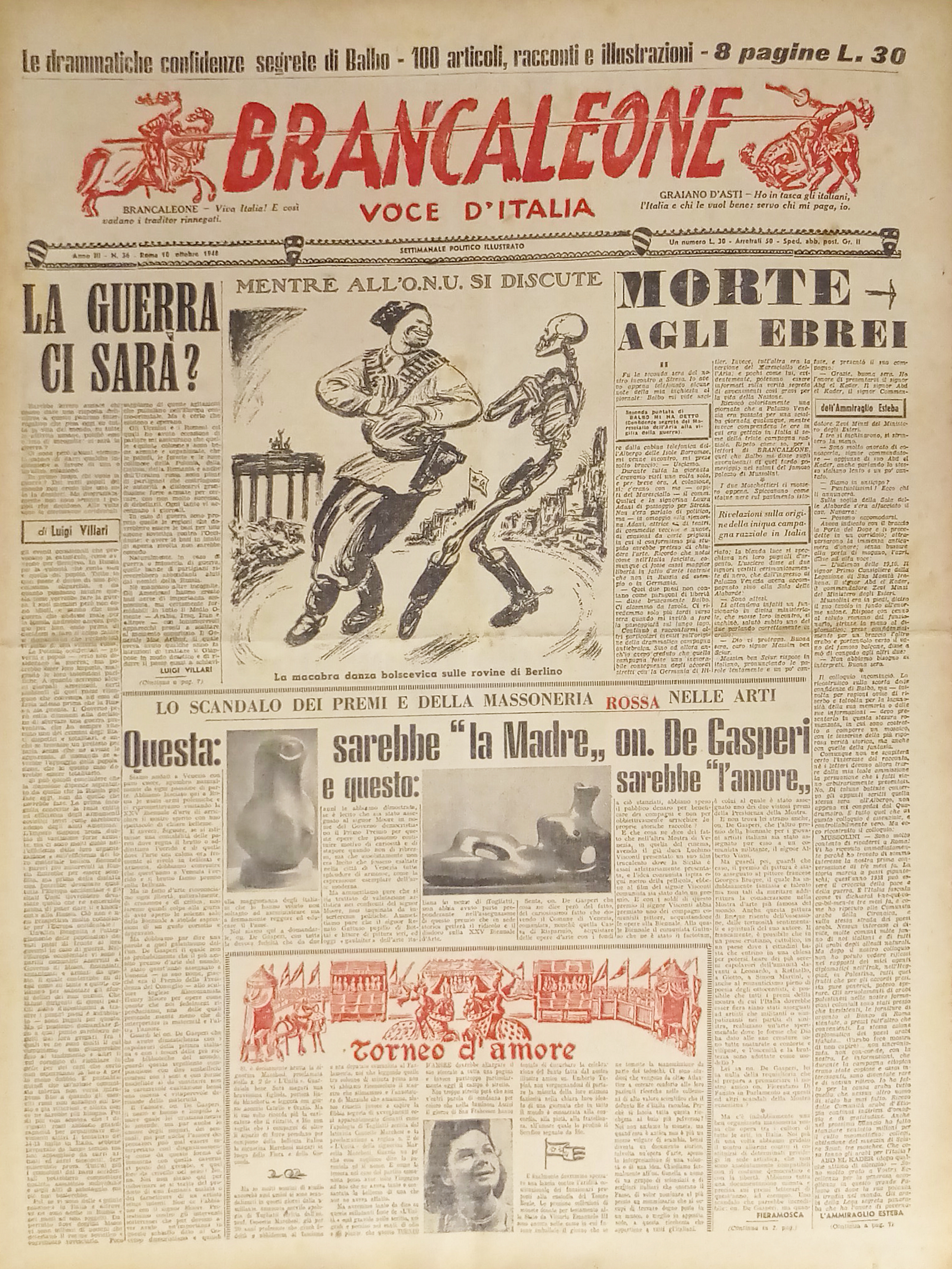 Settimanale Politico - Brancaleone N. 36 - 1948 La guerra …