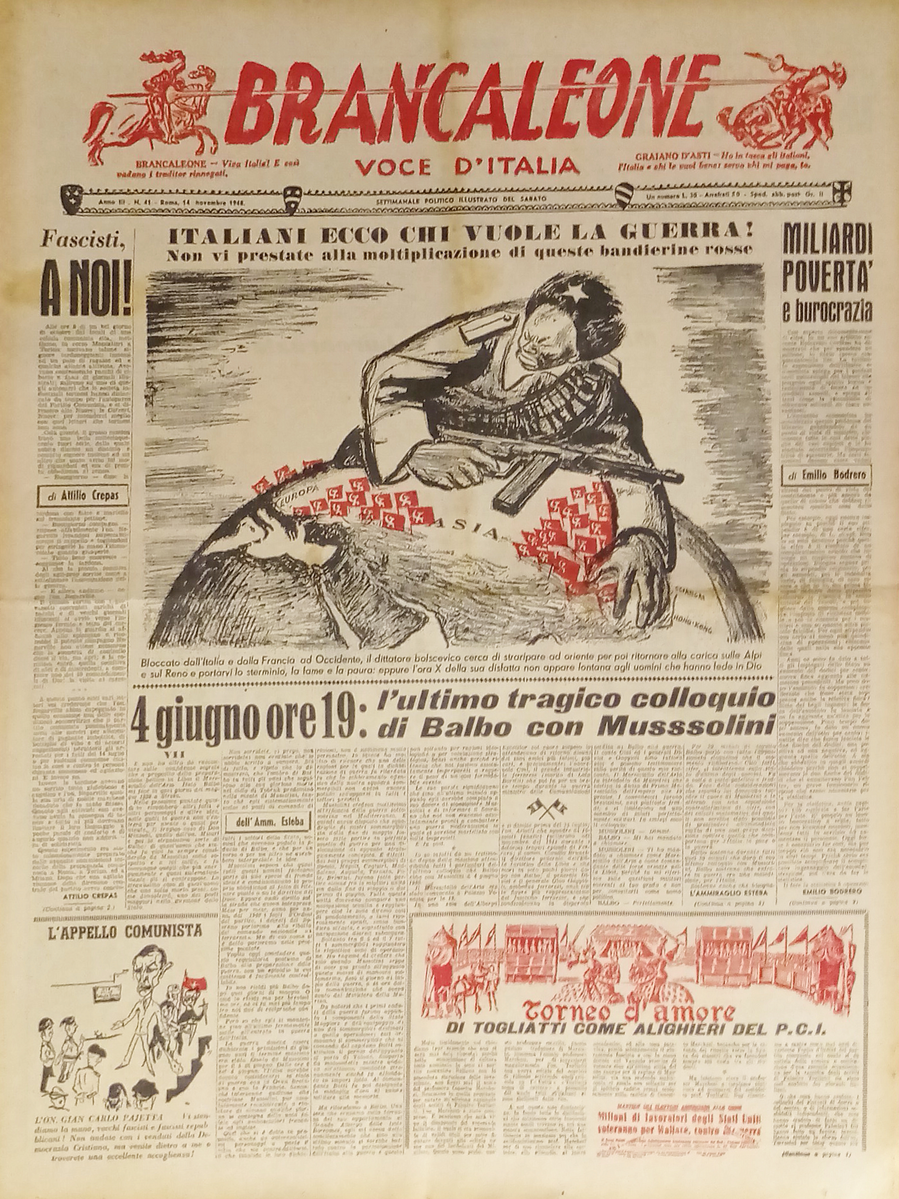Settimanale Politico - Brancaleone N. 41 - 1948 Ecco chi …