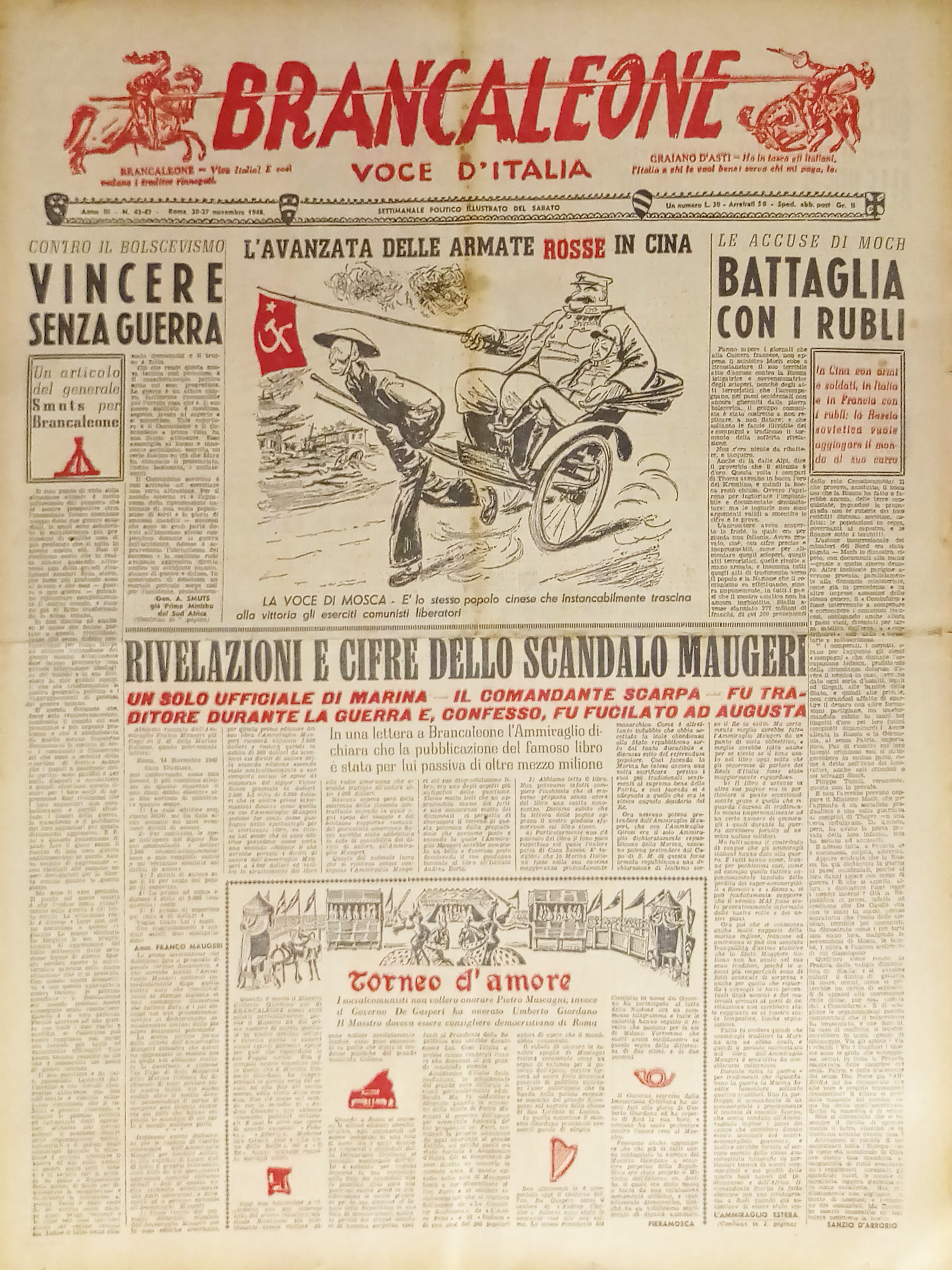 Settimanale Politico - Brancaleone N. 42-43 - 1948 Le Armate …