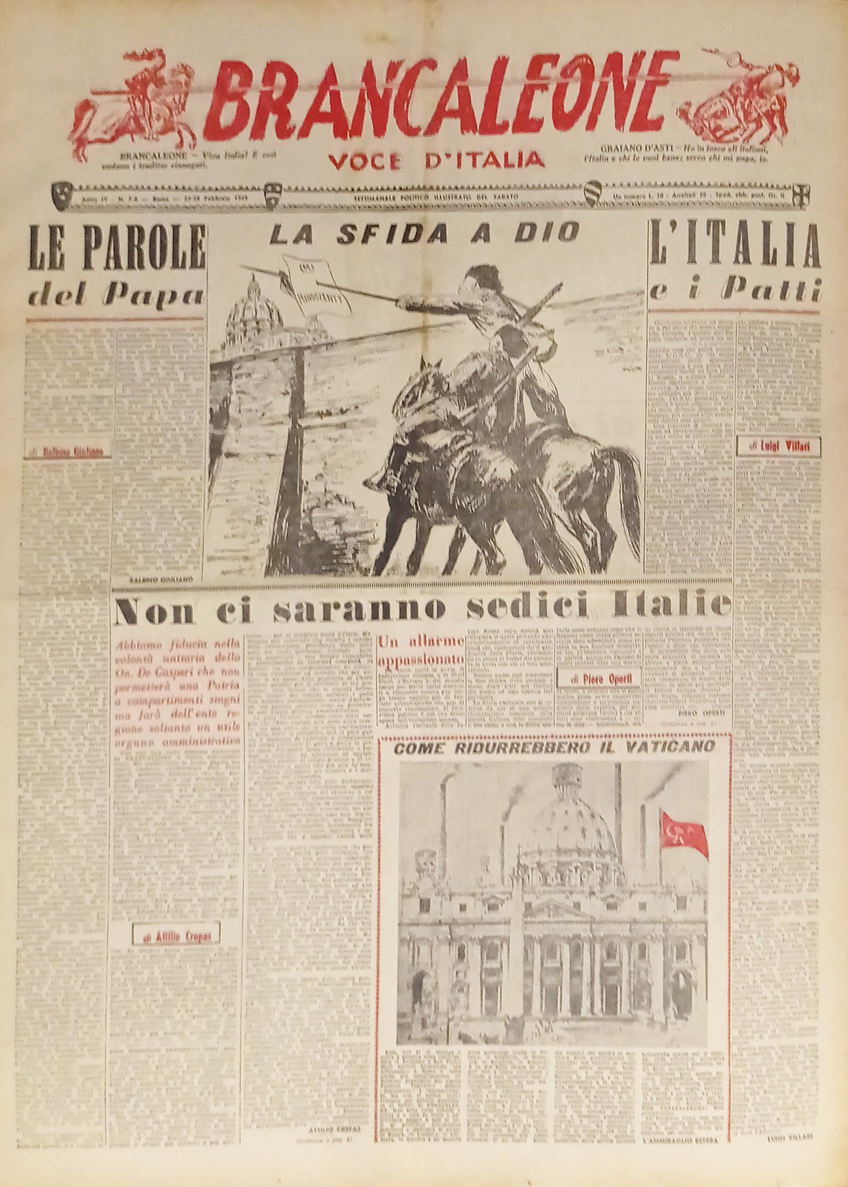 Settimanale Politico - Brancaleone N. 7-8 - 1949 Le parole …