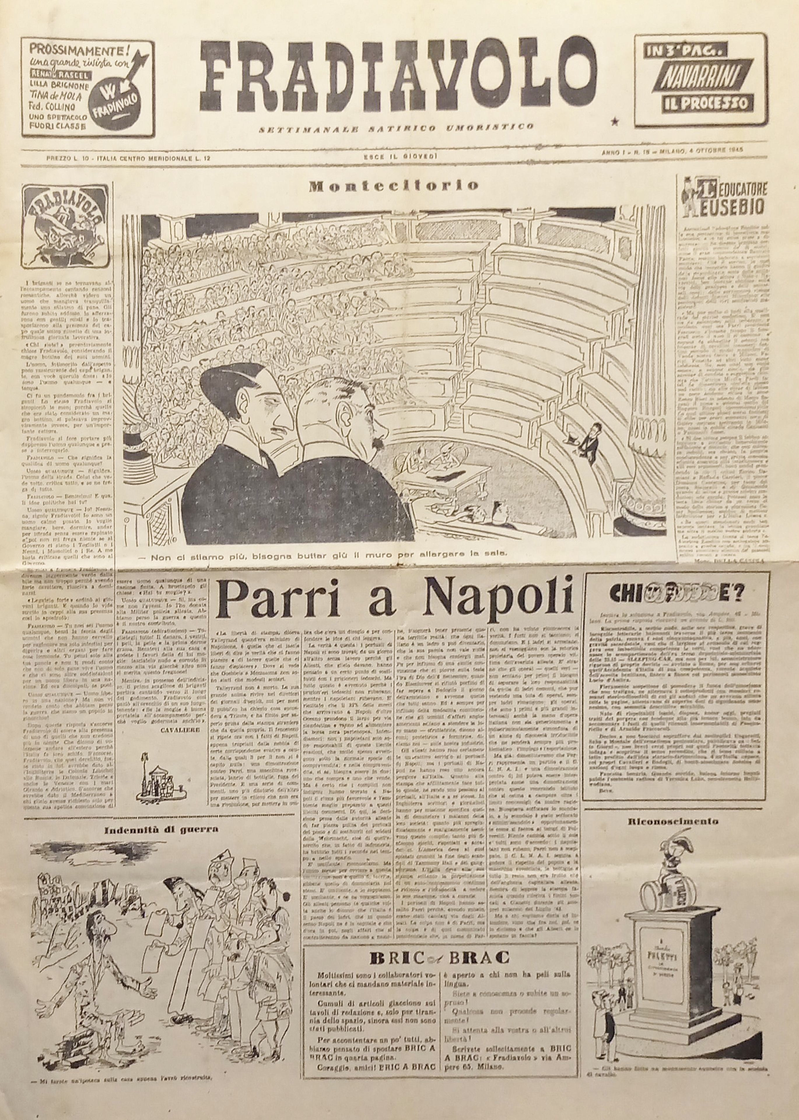 Settimanale Satirico Umoristico - Fradiavolo N. 18 - 1945 Montecitorio